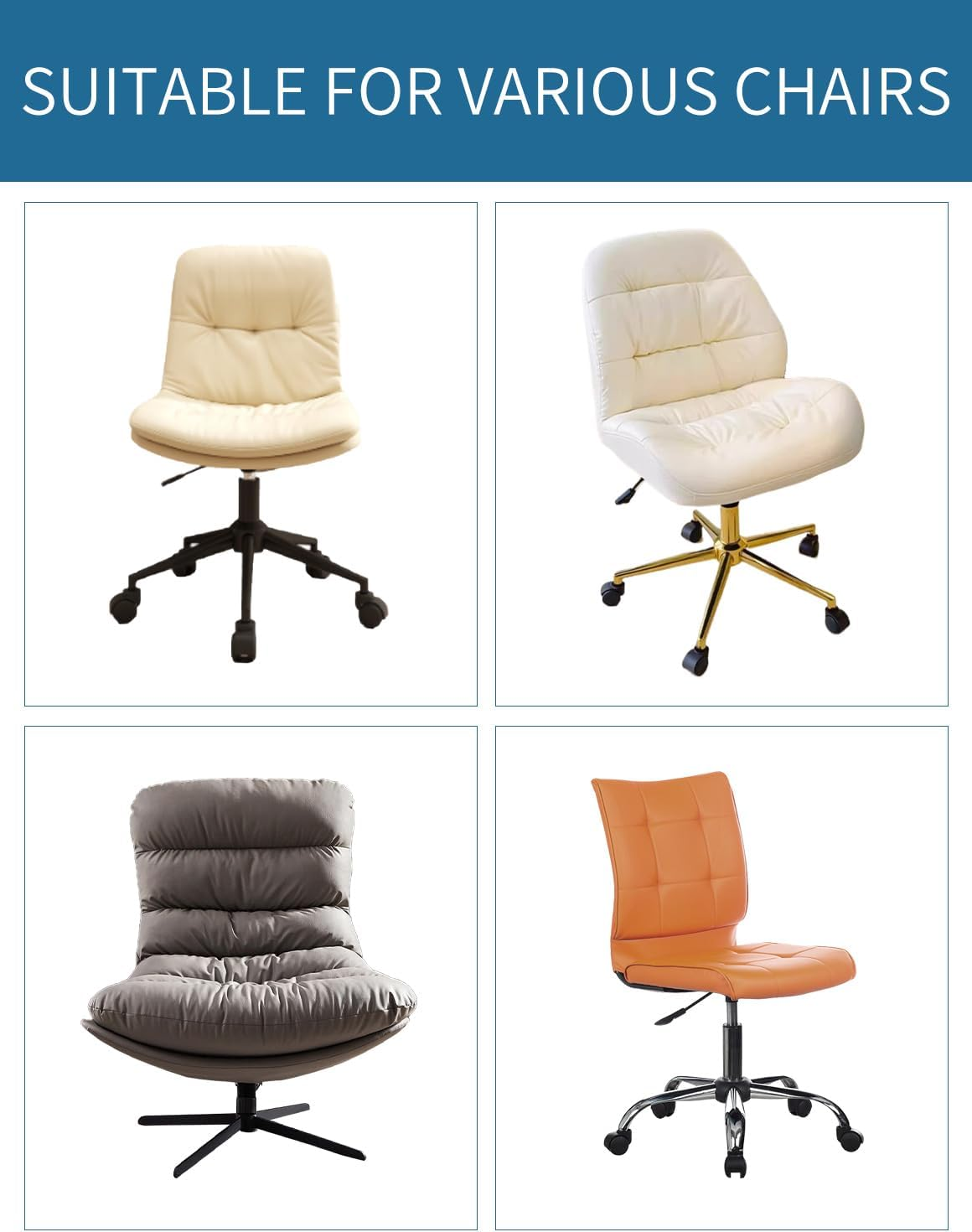 Lavishcover Armless Chair Cover Office Desk Chair Cover, Waterproof and Elastic Criss Cross Chair Cover, Exquisite Vanity Chair Cover, Mid Back Wide Seat Accent Chair Covers(Cream,Corn,Just the Cover) image number 4