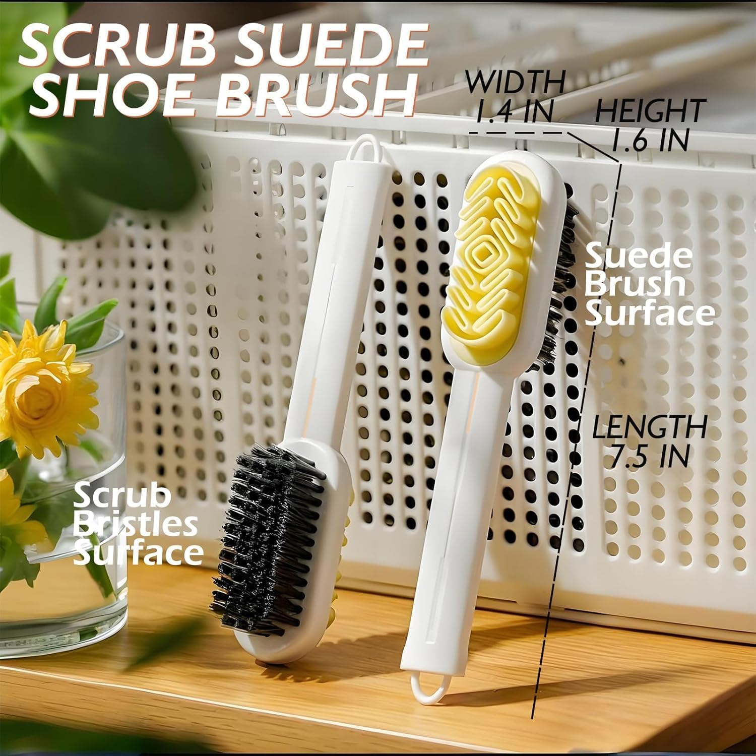 2 in 1 Scrub Suede Shoe Brush, 2-Sided Rubber Polish Eraser with Soft Bristle Brush for Suede Cleaner and Nubuck Brush, Portable Leather Shine Cleaning Brush for Boots Handbag Coat Pans Sofa Furniture image number 3