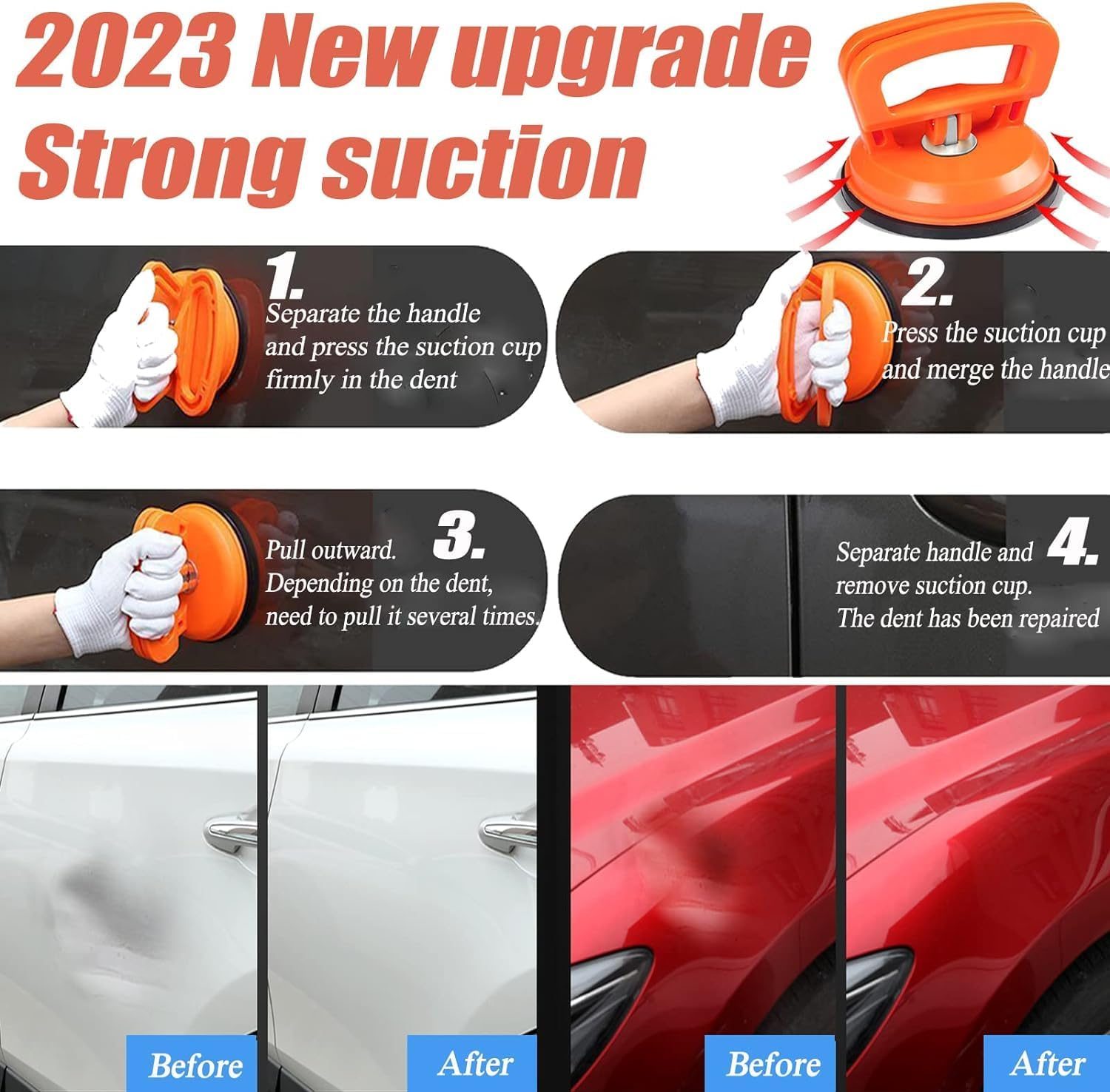 4Pcs Suction Cup Dent Puller Kit, Powerful Car Dent Repair Kit, Car Dent Removal Kit, Dent Remover Tool for Car Dent Repair, Glass, Screen, Mirrors, Tiles Lifting and Objects Moving image number 4