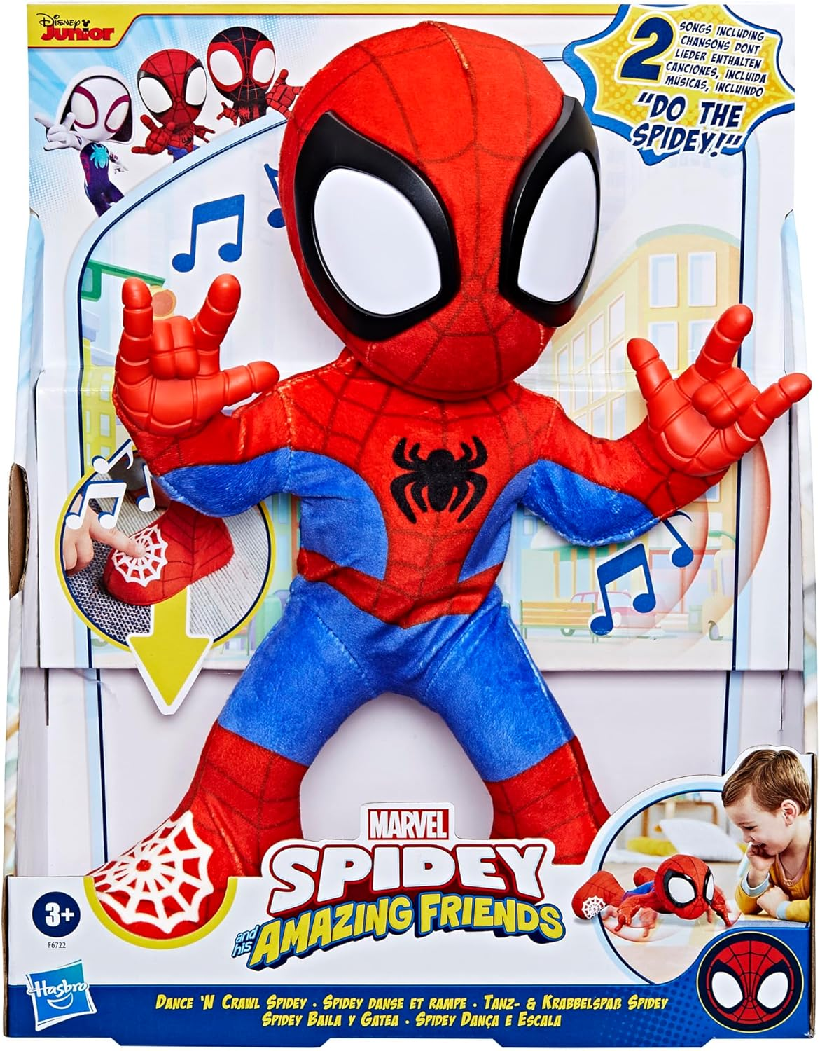 Marvel Spidey and His Amazing Friends Dance 'N Crawl Spidey, Interactive Plush Toy with 20 Phrases & Sounds, 2 Songs, Super Hero Christmas Gift Toys for Kids 3 & Up image number 5