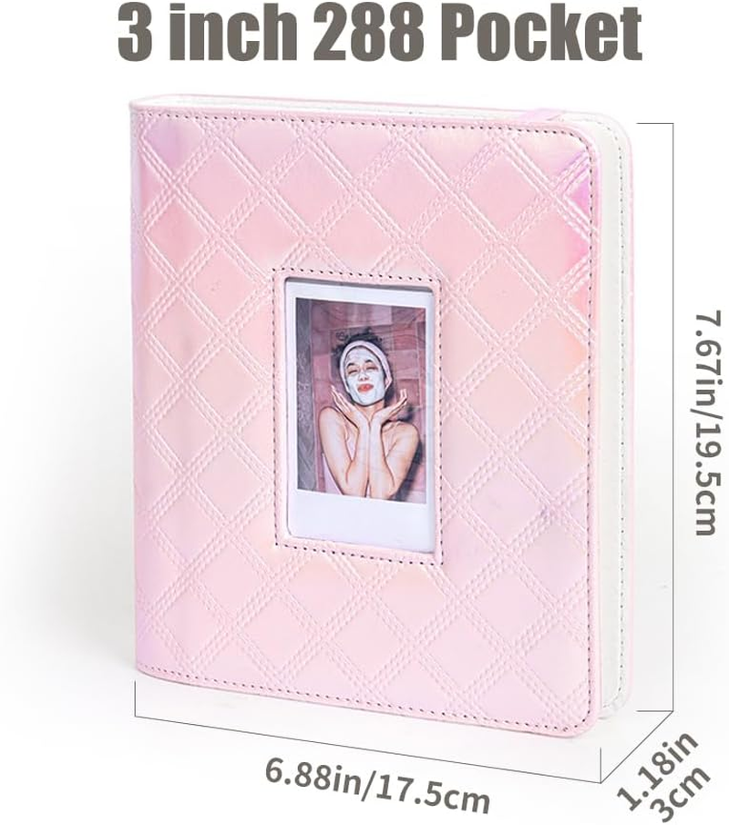 LAYOMI 288 Pockets Photo Album for Fujifilm Instax Mini 11 12 40 90 Evo Liplay Instant Camera, Photo Album for Polaroid Kodak HP Zink 2X3" Photo (Pearly Pink) - Pearly Green image number 2