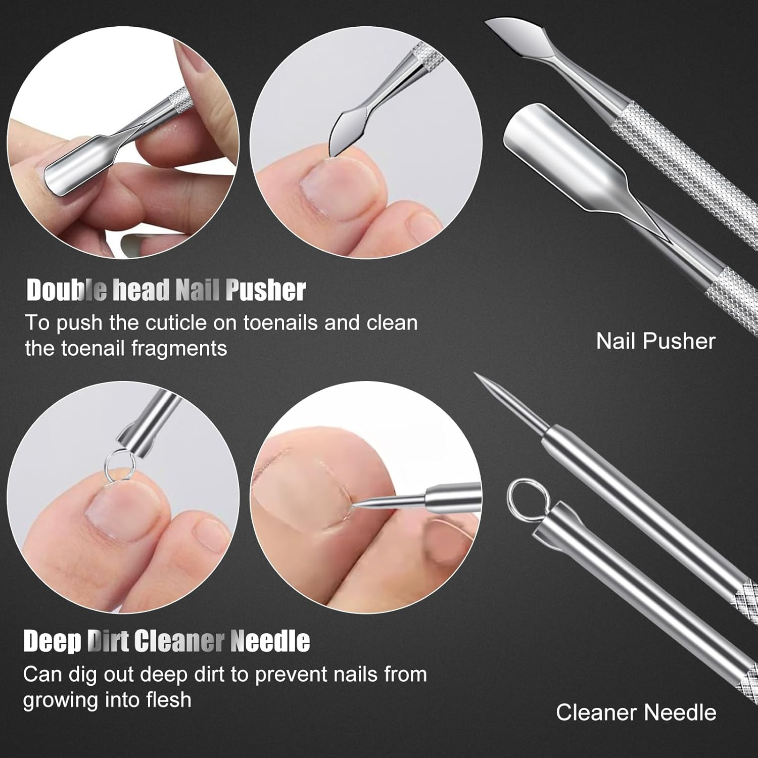 7-Piece Ingrown Toenail Treatment Set, Professional Stainless Steel Ingrown Toenail Removal Kit, Calloused Feet Remover Tool, Manicure Treatment Pedicure Tools for Feet (Under-Nail Clean + Foot Care) image number 4