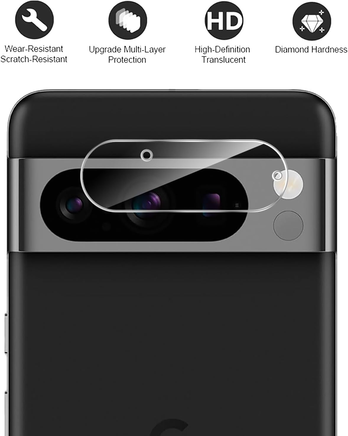 GIOPUEY [Ultra Thin 4 Pack Camera Lens Protector Compatible with Google Pixel 8 Pro, HD Tempered Glass Camera Protector for Google Pixel 8 Pro image number 2