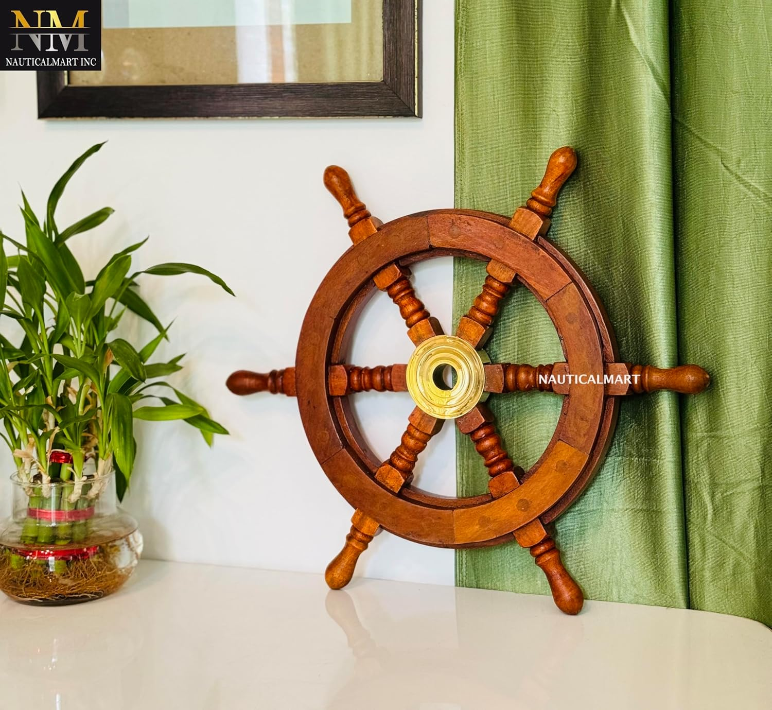 Sailors Special Handcrafted Wooden Ship Wheel 15" Classic Ship'S Steering Wheel Sailing Home Wall Mounting Decoration Accents Nautical Collectibles Decor image number 4