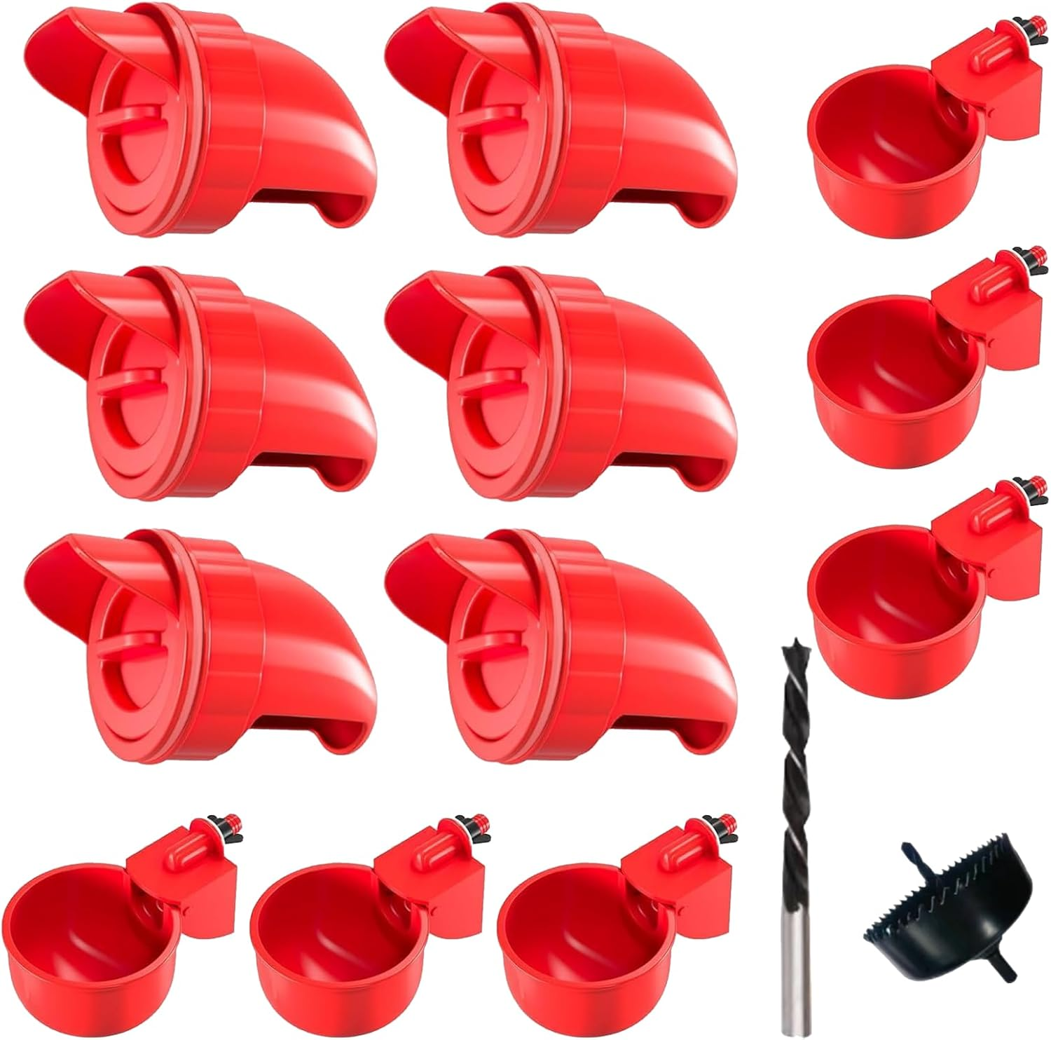 6 Port Chicken Feeder for Bucket No Waste Automatic Gravity Poultry Feeder, Rat Proof Weatherproof, Easy to Install for Hens, Chicks, and Wild Birds (Red, PP Material) image number 5