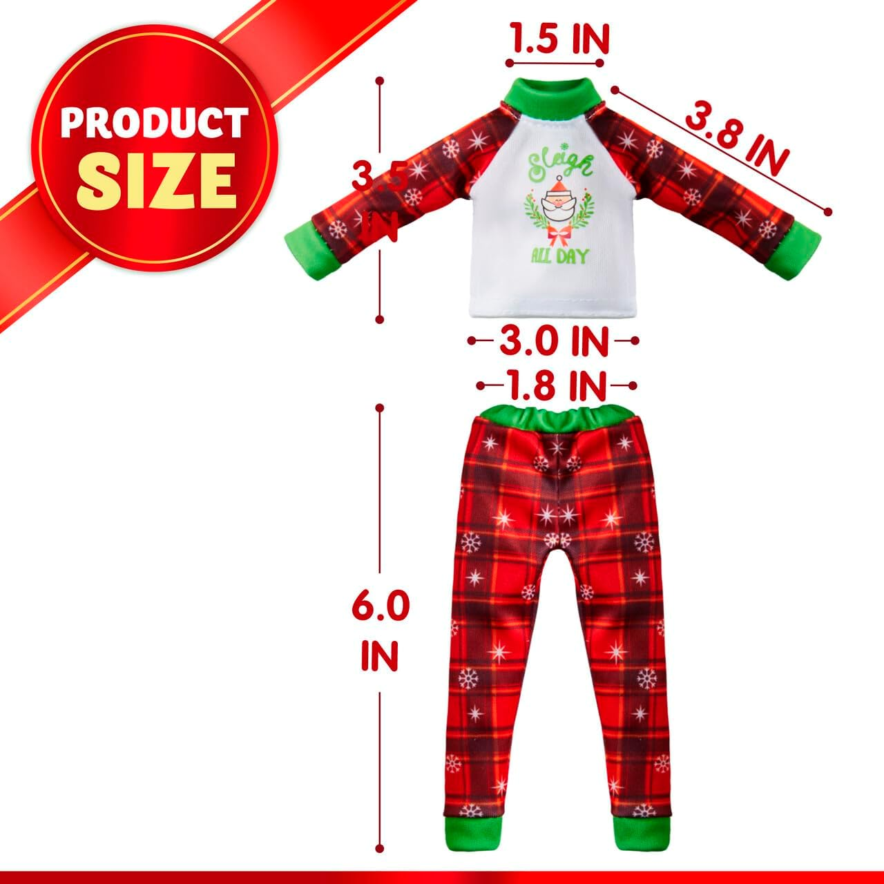 JOYIN 2 Packs Santa Couture Ugly Sweaters for Elf Doll, Santa and Snowman Classic Style Pajamas, Christmas Sweater for Elf Doll Green & Red image number 5
