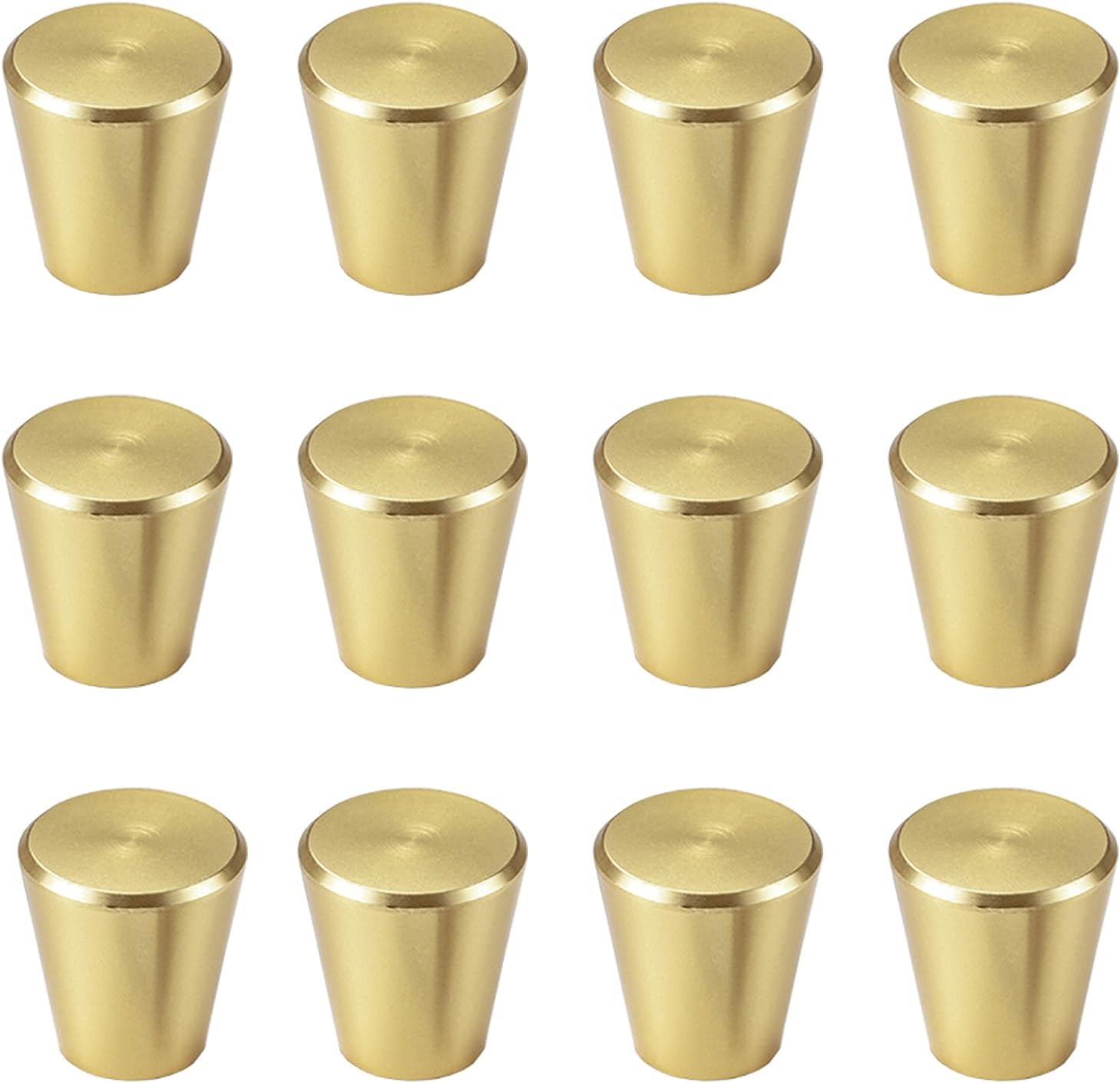 Ymaiss 12 Packs Brushed Gold Cabinet Knobs round Kitchen Dresser Knobs Drawer Pull Handles Single Hole Knobs Hardware for Drawer Dresser Cupboard Wardrobe