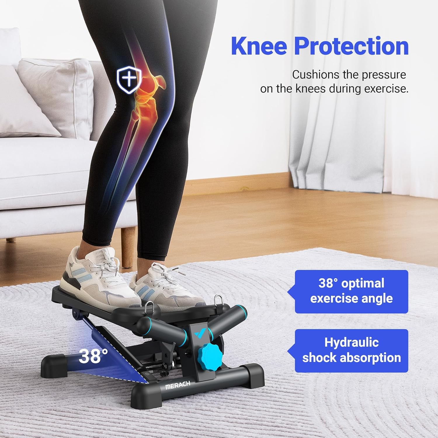 MERACH Mini Stepper Machine for Exercise Step, Twist Stair Stepper 150KG Capacity,Stepper Exercise Equipment with Resistance Band for Full Body Workout at Home Stairmaster Exercise&Fitness Equipment