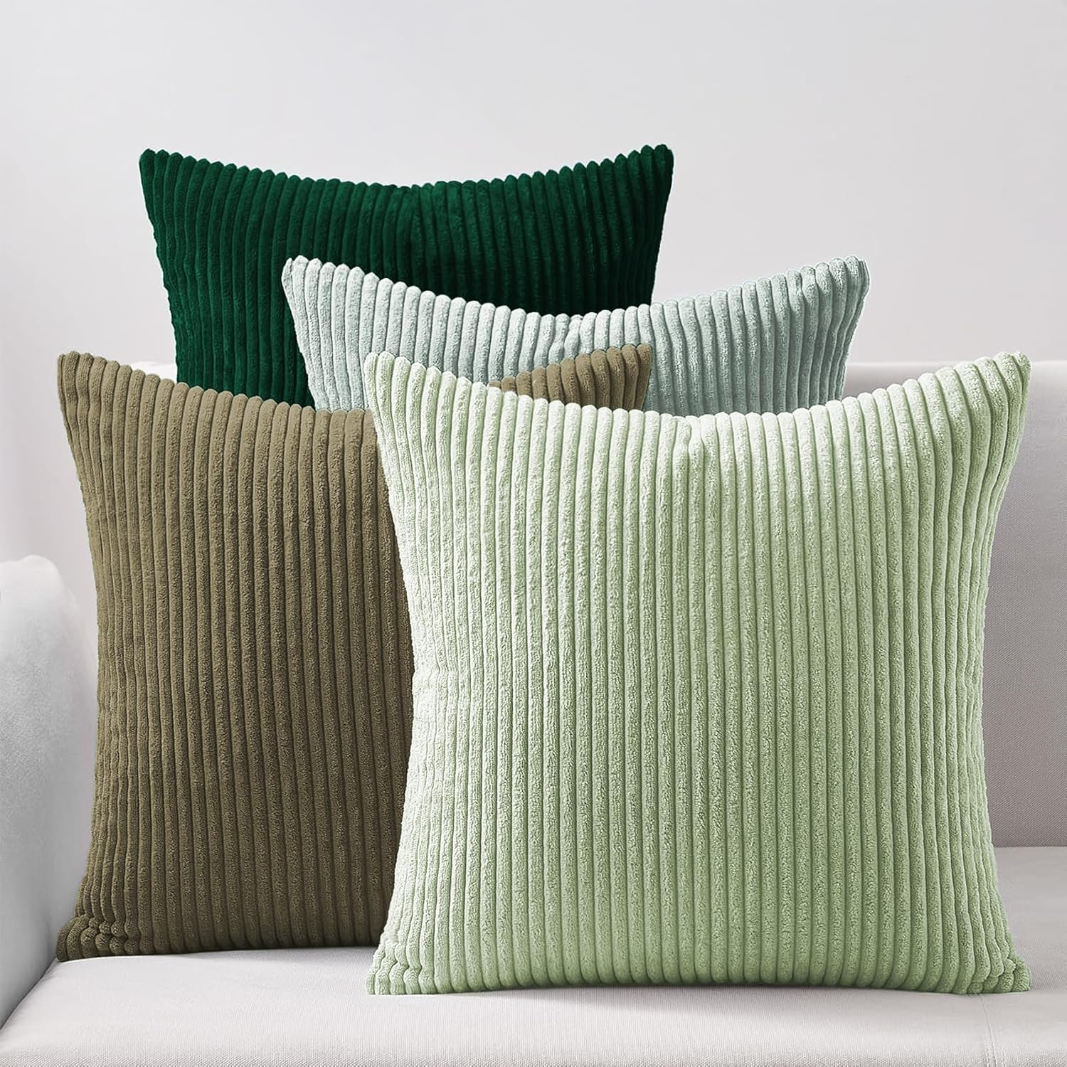 Gioia Casa Corduroy Velvet Cushion Covers - Soft Velvet Fabric with Hidden Zipper - Rainbow, 45Cm X 45Cm (Pack of 4)