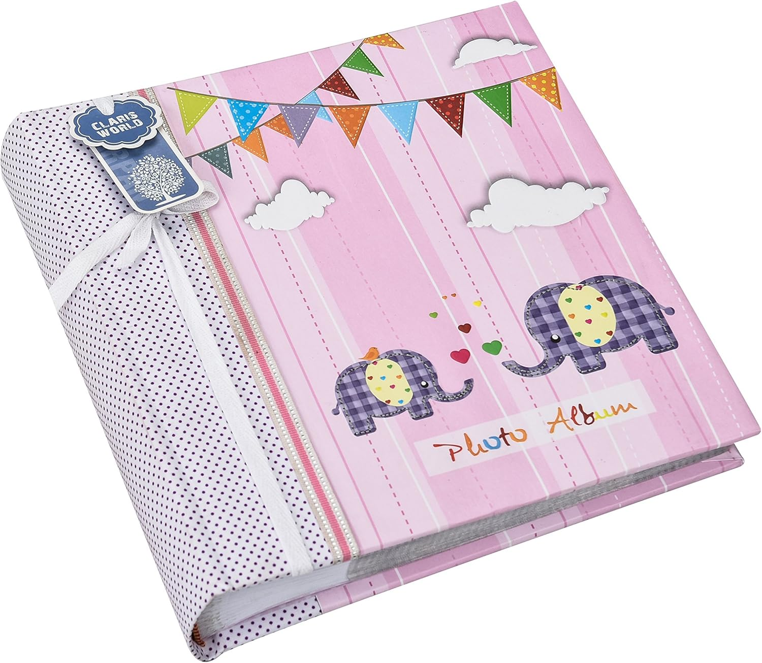 Arpan Large Baby Girl Pink Memo Slip in Photo Album 200 6X4'' Photos - Elephant Kids