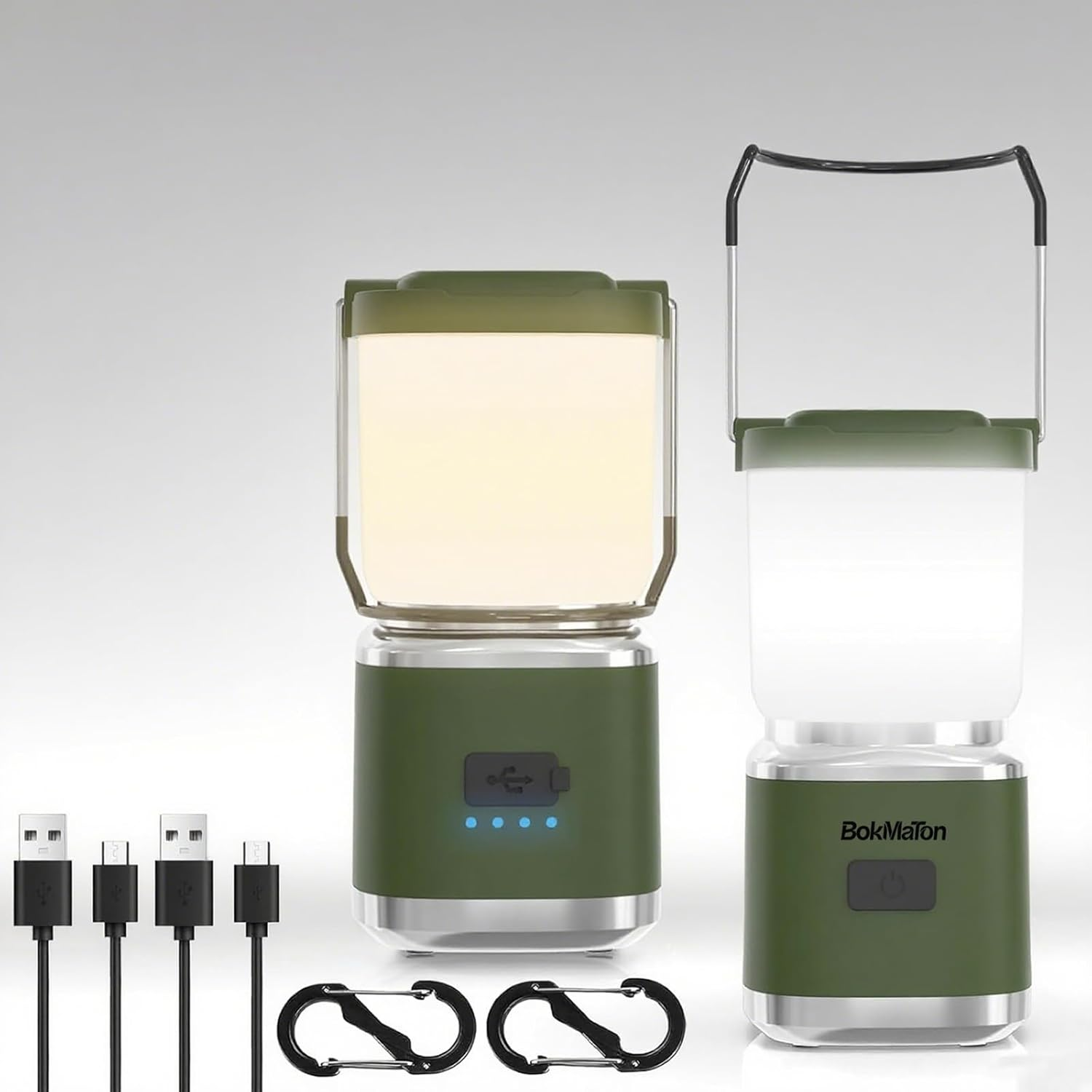 Bokmaton Portable Camping Lantern Rechargeable -4Inch, 400Lm LED Camping Lights Lantern &6Hours Runtime& Stepless Dimming, Emergency Lights for Power Outages, Waterproof Camping Lamp (Cream White)