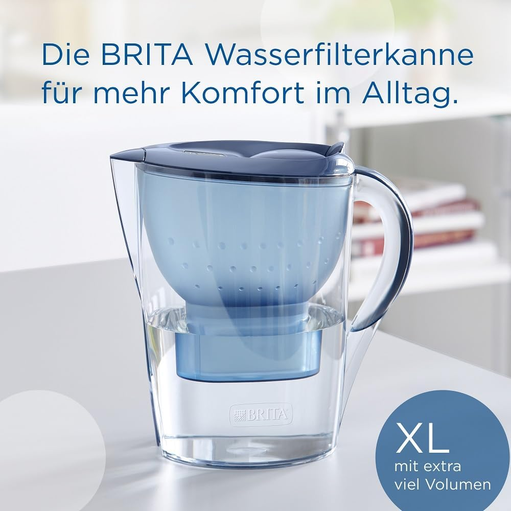 BRITA Marella XL Water Filter Jug Blue (3.5L) Incl. 1X MAXTRA PRO All-In-1 Cartridge - Large-Volume Jug with Digital LTI and Flip-Lid - Now in Sustainable Smart Box Packaging - Blue image number 3