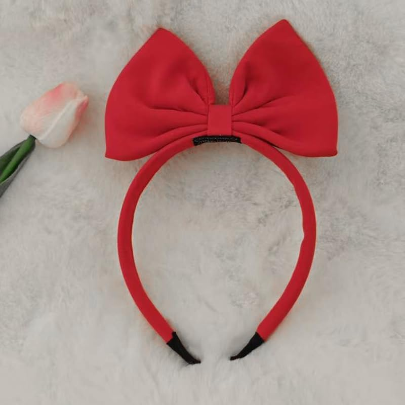Halloween Christmas Red Bow Headband Bownot Headband Bownot Head Bands Hair Hoop Vintage Red Bow Hairbands for Thick Thin Hair Bow Accessories for Girls Womens Halloween Cosplay Costume