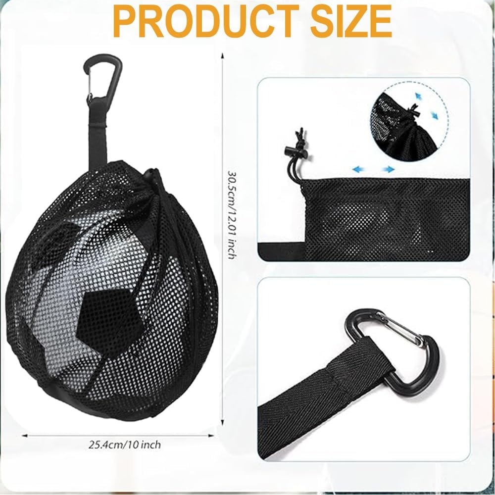 Wzenclave Single Ball Bag Ball Storage Bag Mesh Carry Bag with Zipper Pocket Drawstring Sling Back Bag with Buckle Clip Ball Storage Sling Bag for Carrying Basketball Volleyball Soccer Football image number 6