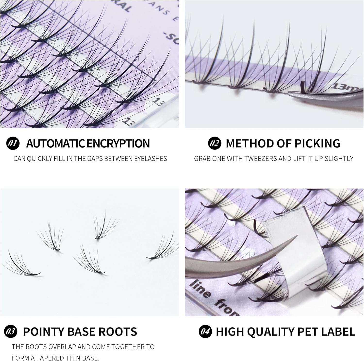 ANNAFRIS Premade Fans Eyelash Extensions Thickness 9-13Mm Mix Short Stem Pointy Base Premade Volume Lash Extensions C Curl(San,C,9-13Mm) - 10D-0.05-C image number 4