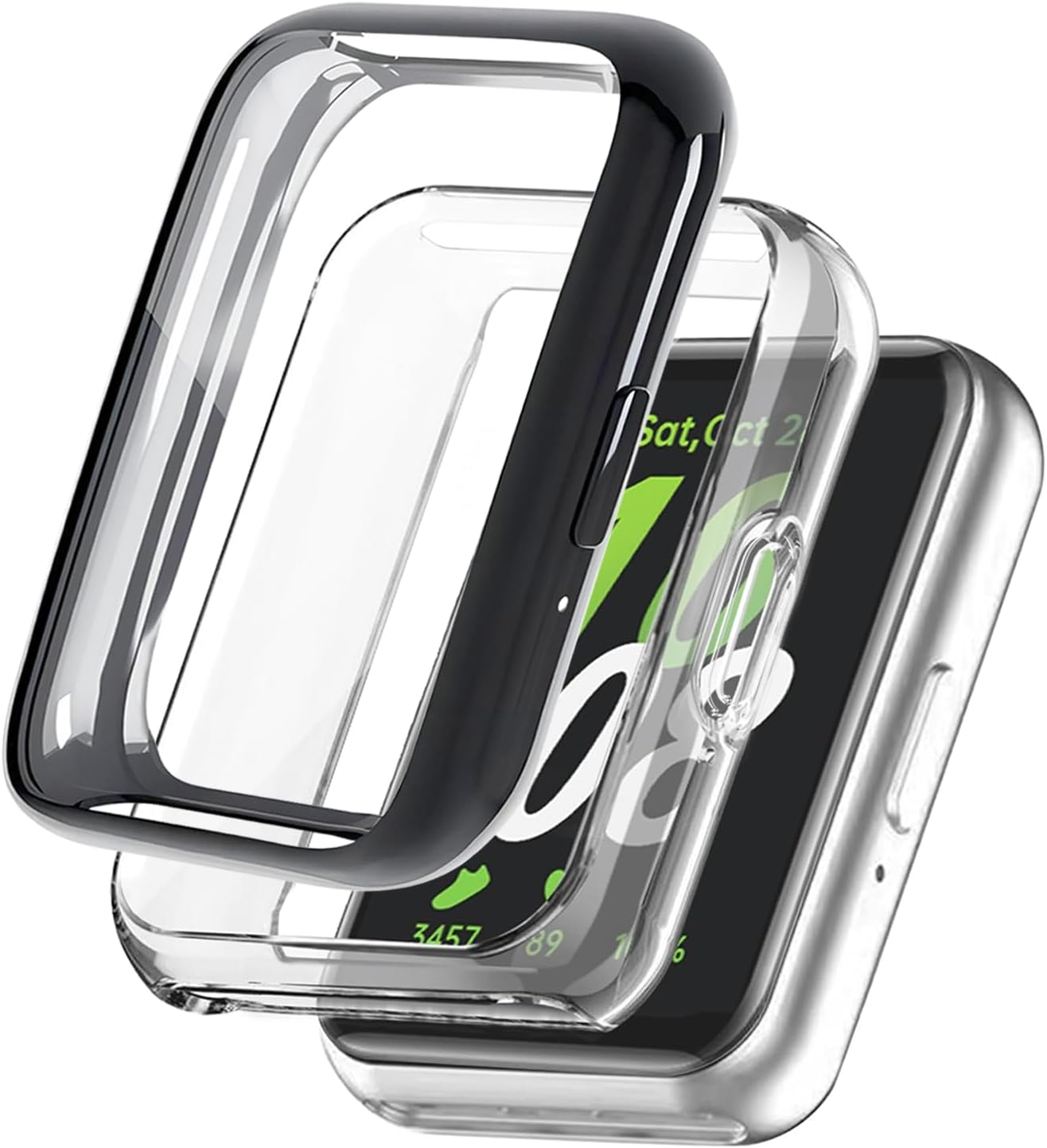 USTIYA 2X Case for Samsung Galaxy Fit 3 Smartwatch Cover Screen Protector TPU (Black + Clear) image number 3