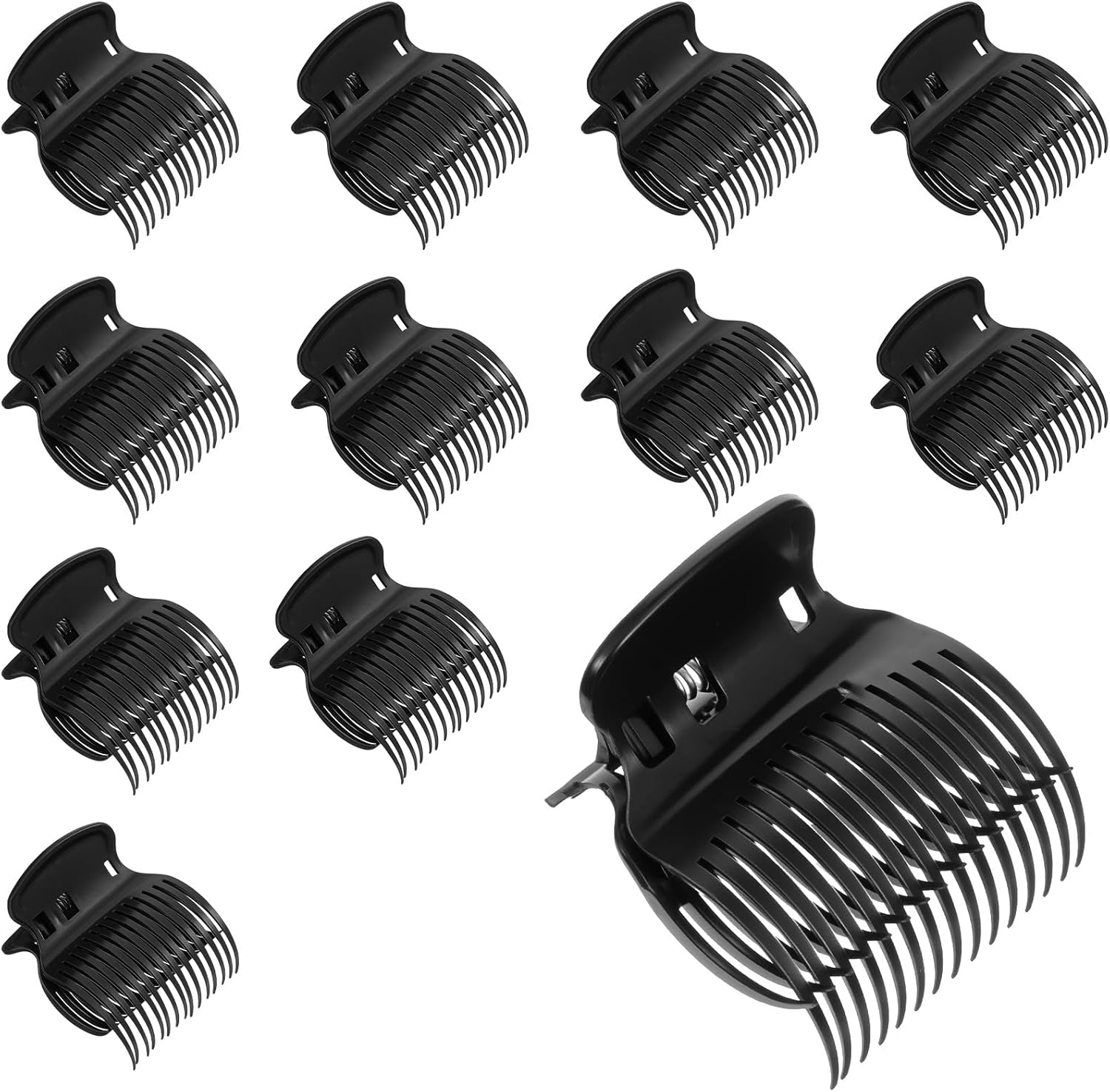 YUXIANLB Pack of 12 Hot Curler Clips Plastic Hair Curler Claw Clips Replacement for Styling Hair Parts in Women Black Lightweight Accessories for Daily Care and Styling image number 2