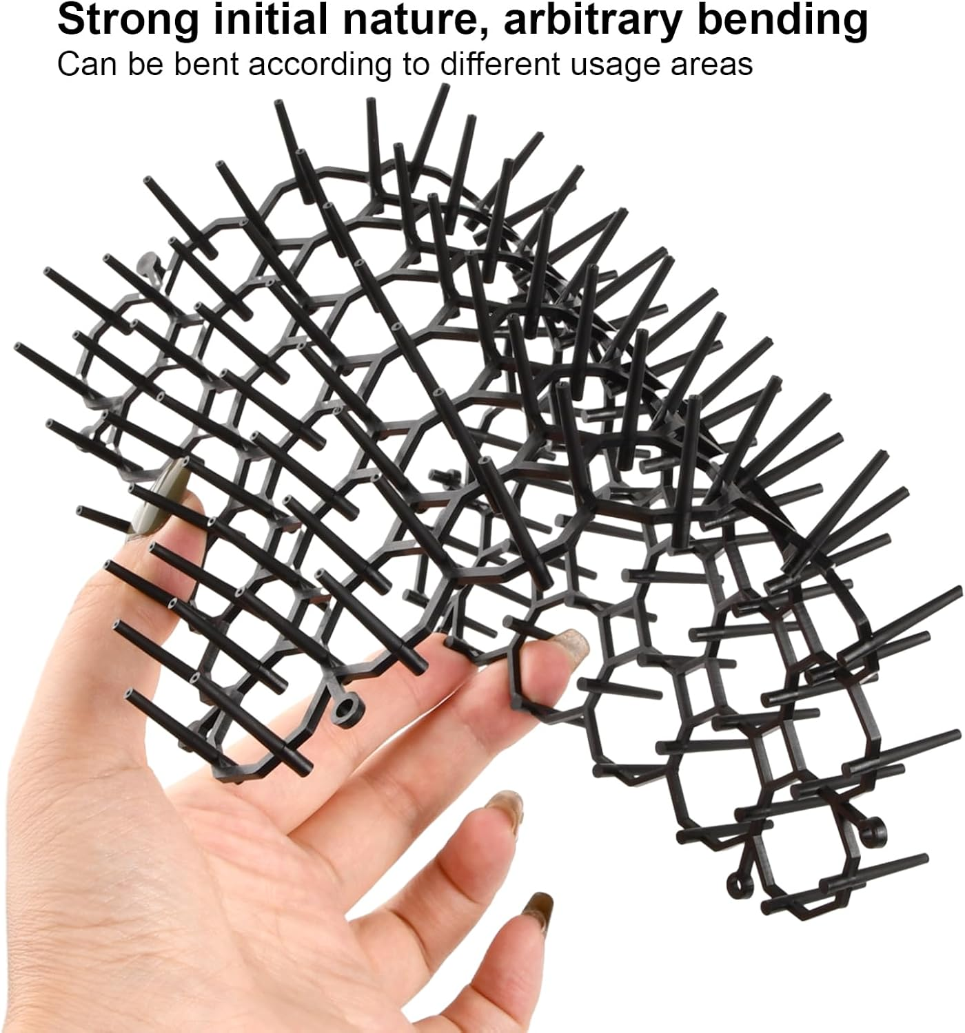 Thorn Grid against Cats, 12 Pieces Cat Protection Mat with Tips, Cat Repellent Mat, anti Cat Mat, Thorn Grid Animal Barrier with 12 Nails and 20 Cable Ties for the Garden image number 3