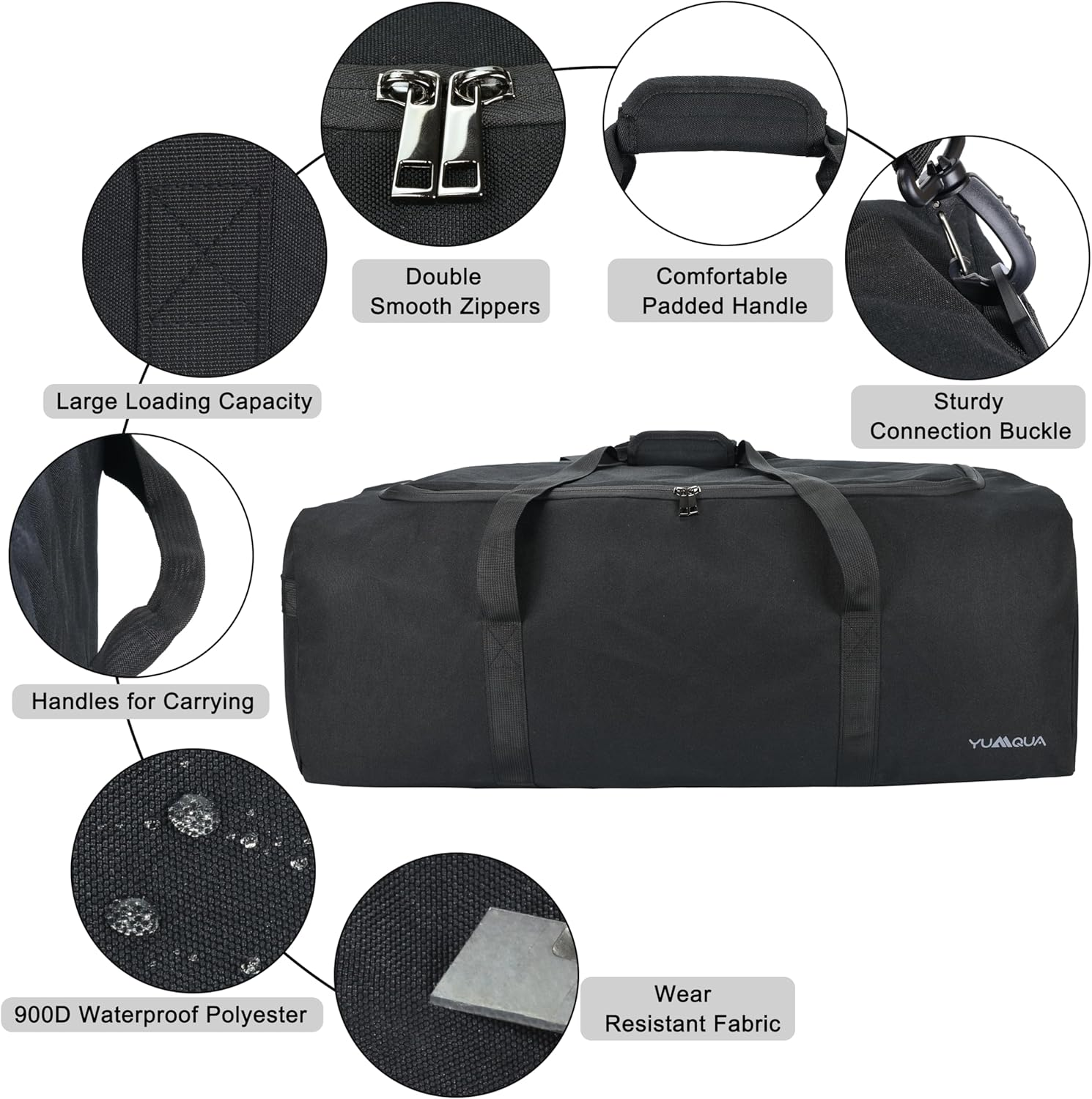 Extra Large Duffle Bag for Travel, 100L Duffle Bag for Men Large Duffel Bag Water & Tear Resistant Women Weekender Bag W/Shoulder Strap for House Moving Travel Essentials Camping Gear Storage, Black,