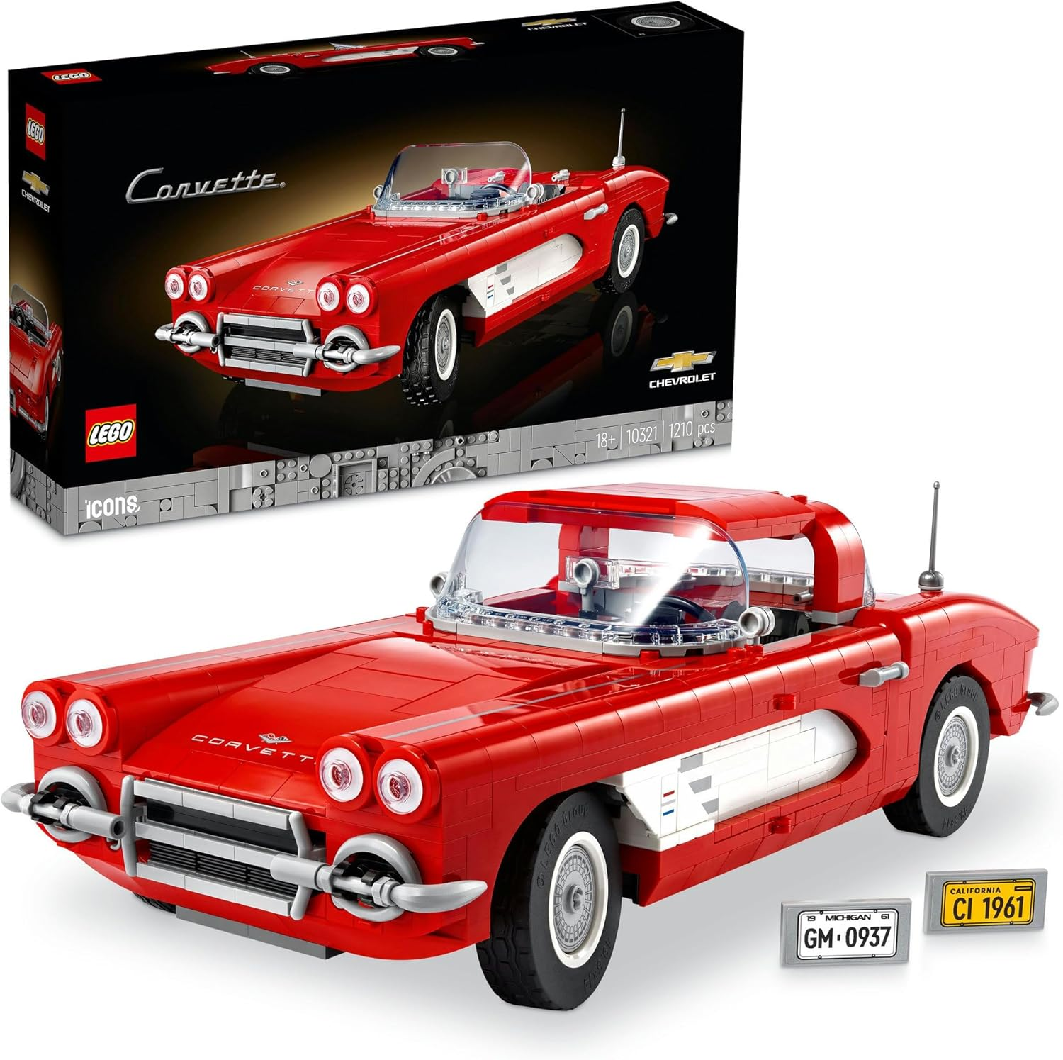 LEGO&reg; Icons Corvette 10321 Building Kit for Adults; Toys Idea for Classic Car Lovers; Build a Replica of an Iconic American Automobile image number 4