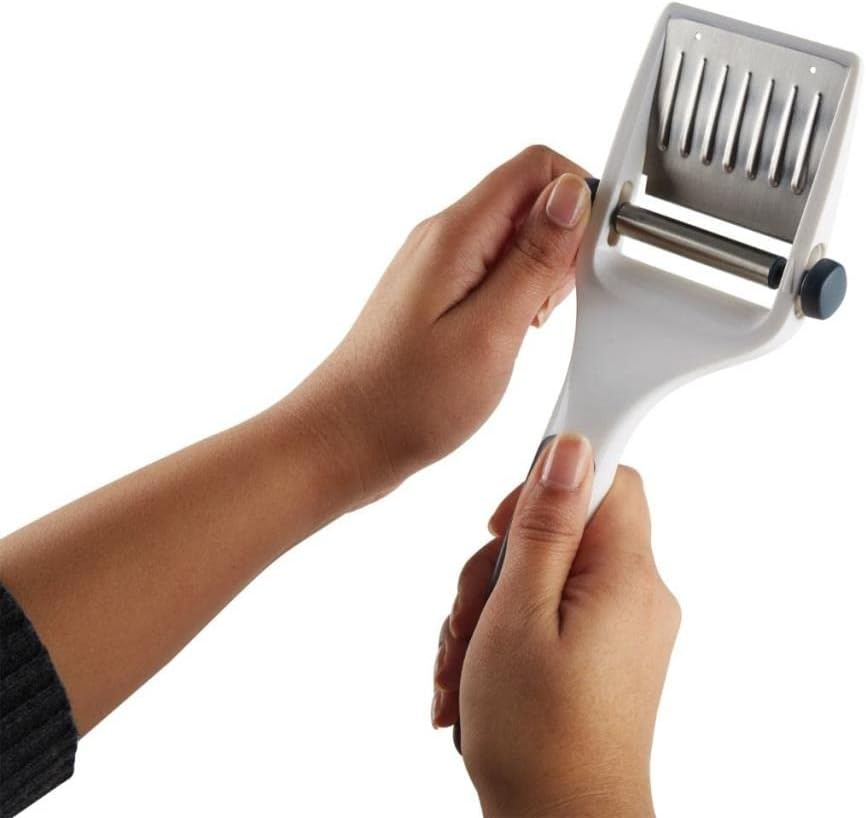 Zyliss Dial and Slice Cheese Slicer - Adjustable Thickness Ideal for Slicing Parmesan, Cheddar, Gouda, Edam | Stainless Steel Blade | Stainless Steel Blade | 5 Year Guarantee | White/Charcoal image number 3