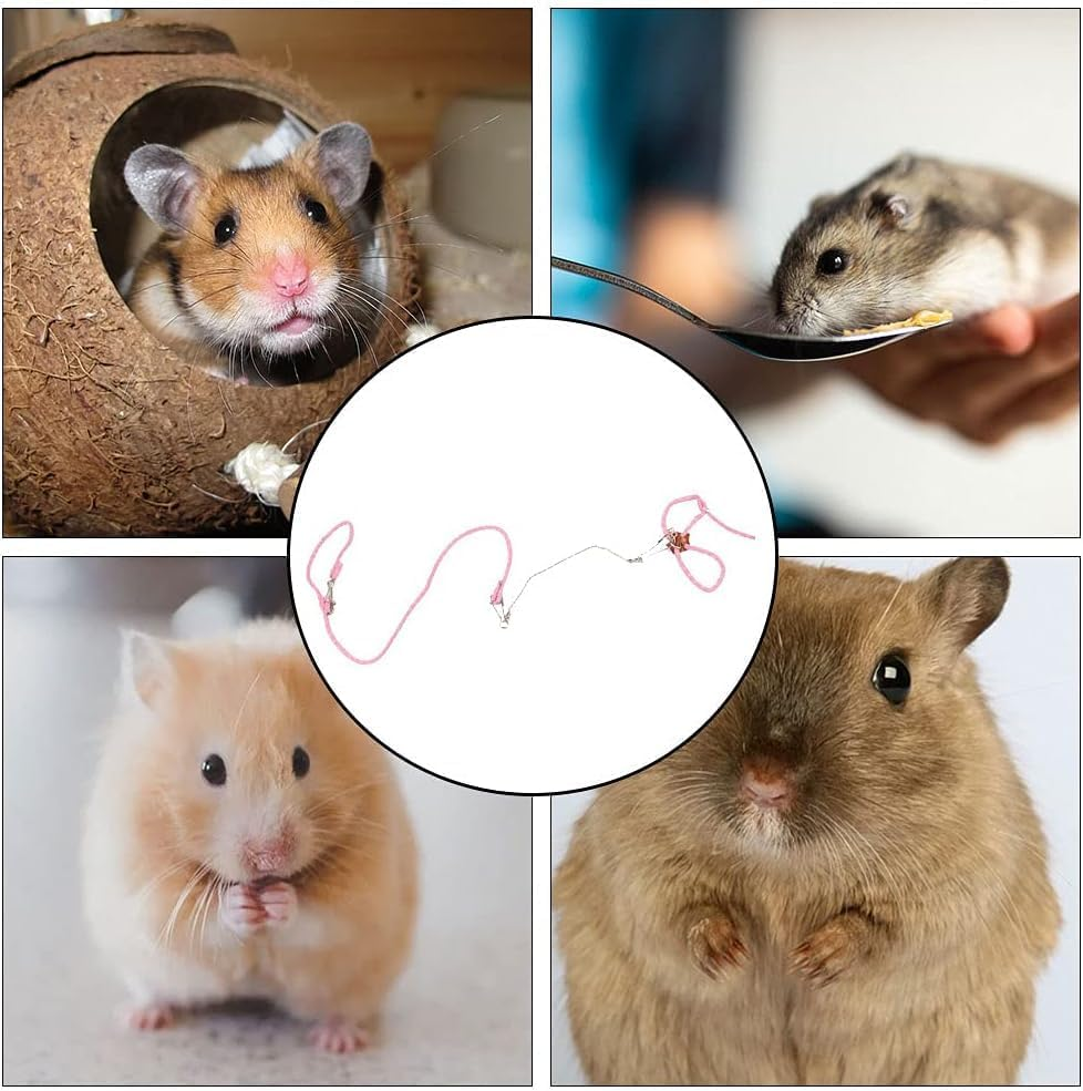Pet Hamster Harness Hamster Harness Small Animals Harness Rope Adjustable Small Animal Lead for Guinea Pig Bird Parrot Mouse Hamsters Squirrel (Pink, One Size) image number 4