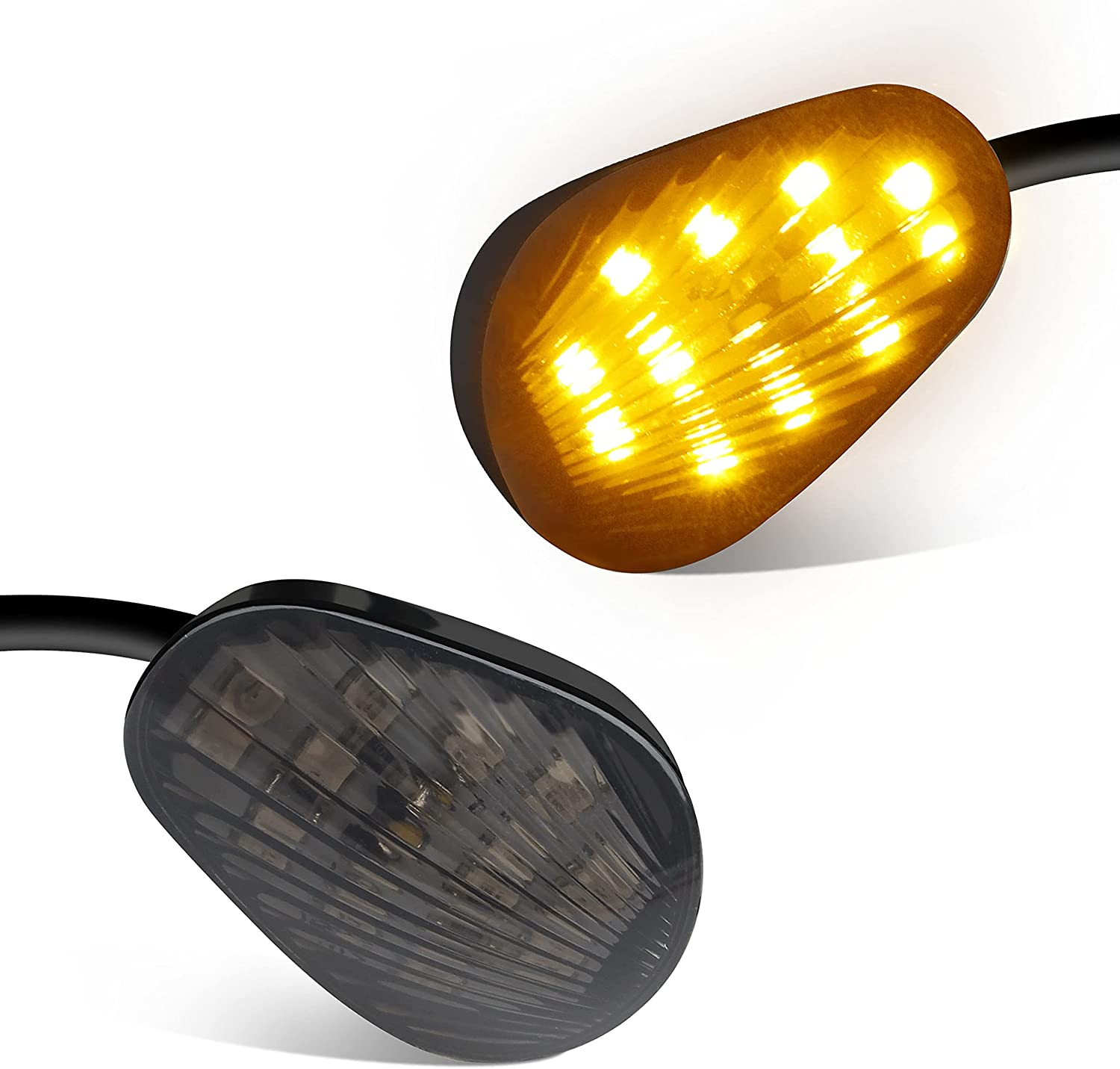 QUASCO Flush Mount Motorcycle Turn Signals Smoked Lens Led Blinkers Compatible with Yamaha YZF R1 R3 R6 R6S FJ 09 FZ MT 07 09, Amber