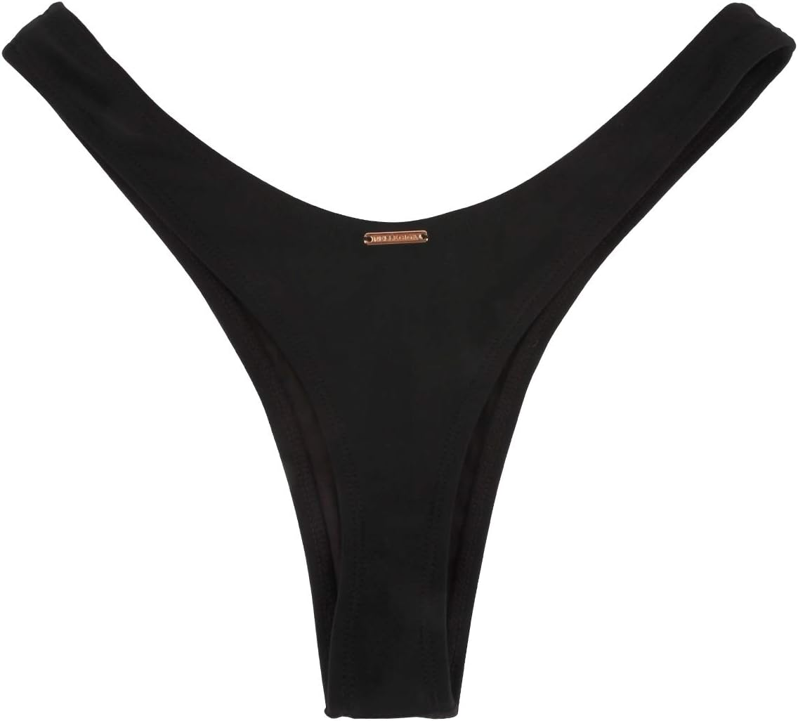 RELLECIGA Women'S Black Thong Bikini Bottom Size Medium image number 4