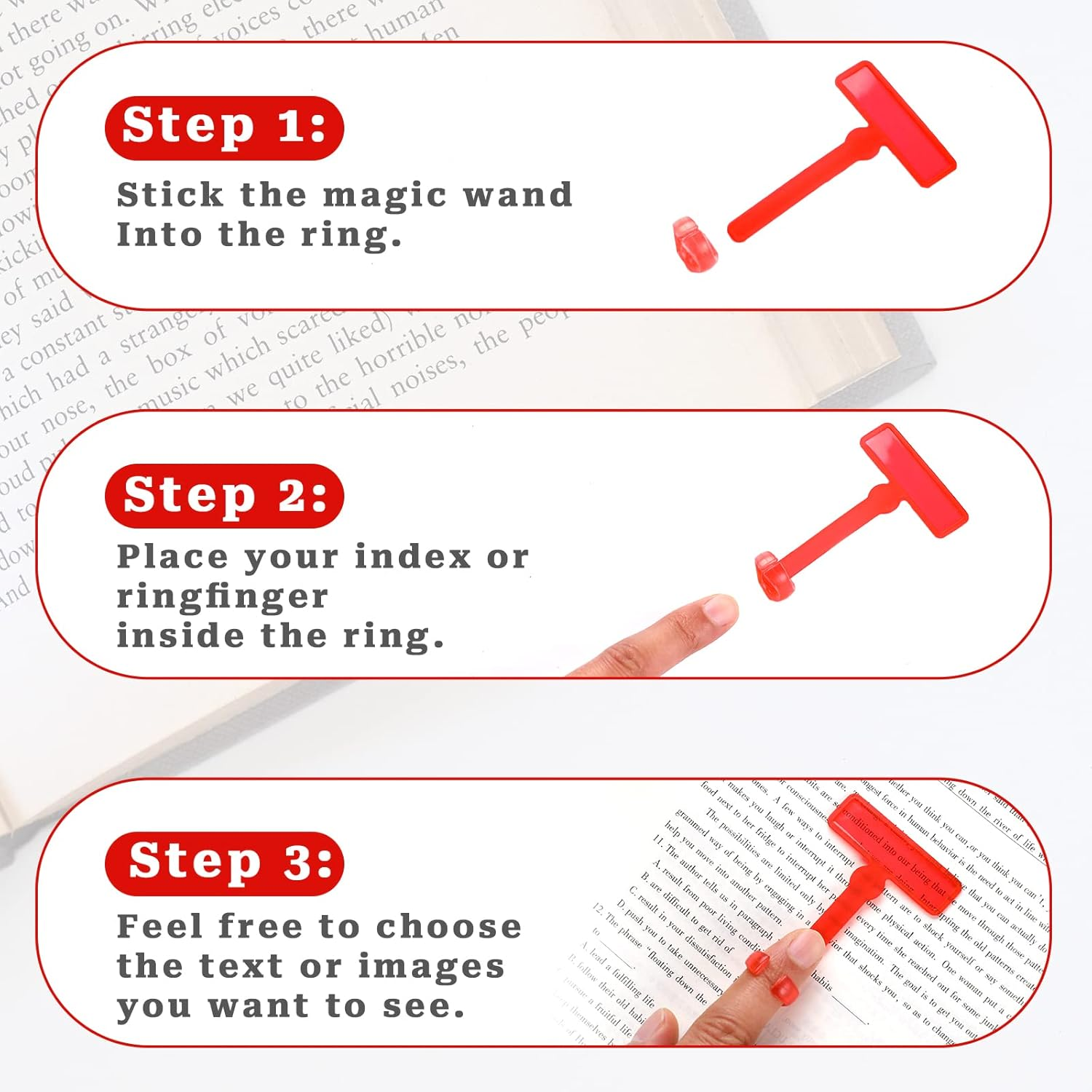 Sliverdew 14Pcs Dyslexia Tools for Kids Guided Reading Strips Tools Colored Highlighter 8Pcs Overlay Strips with 6Pcs Finger Rings Colorful Reading Bookmark Children ADHD Finger Trackers image number 4