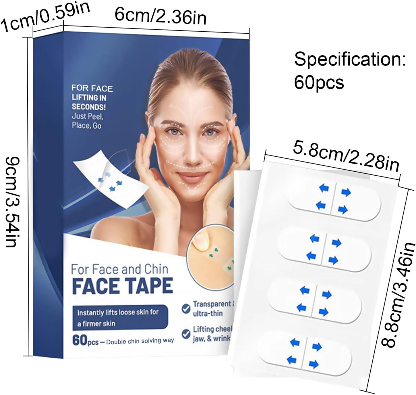 Face Tape | Secret Make up Stickers, Secret Make up Sticker, Facelift Tape for Face Neck, Instant Face Lift Stickers, Face Tape for Wrinkles, Neck Double Chin Puchen image number 5