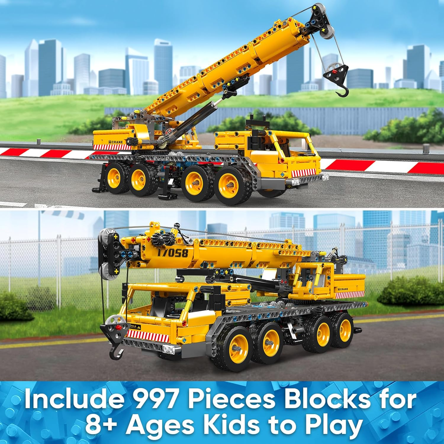 Mould King 17058 Technik Crane Building Blocks Kit, 997 Pieces Crane Truck Constration Model, DIY Toy Collectibles/Exhibition/Gift Car for Adult/Kids image number 5