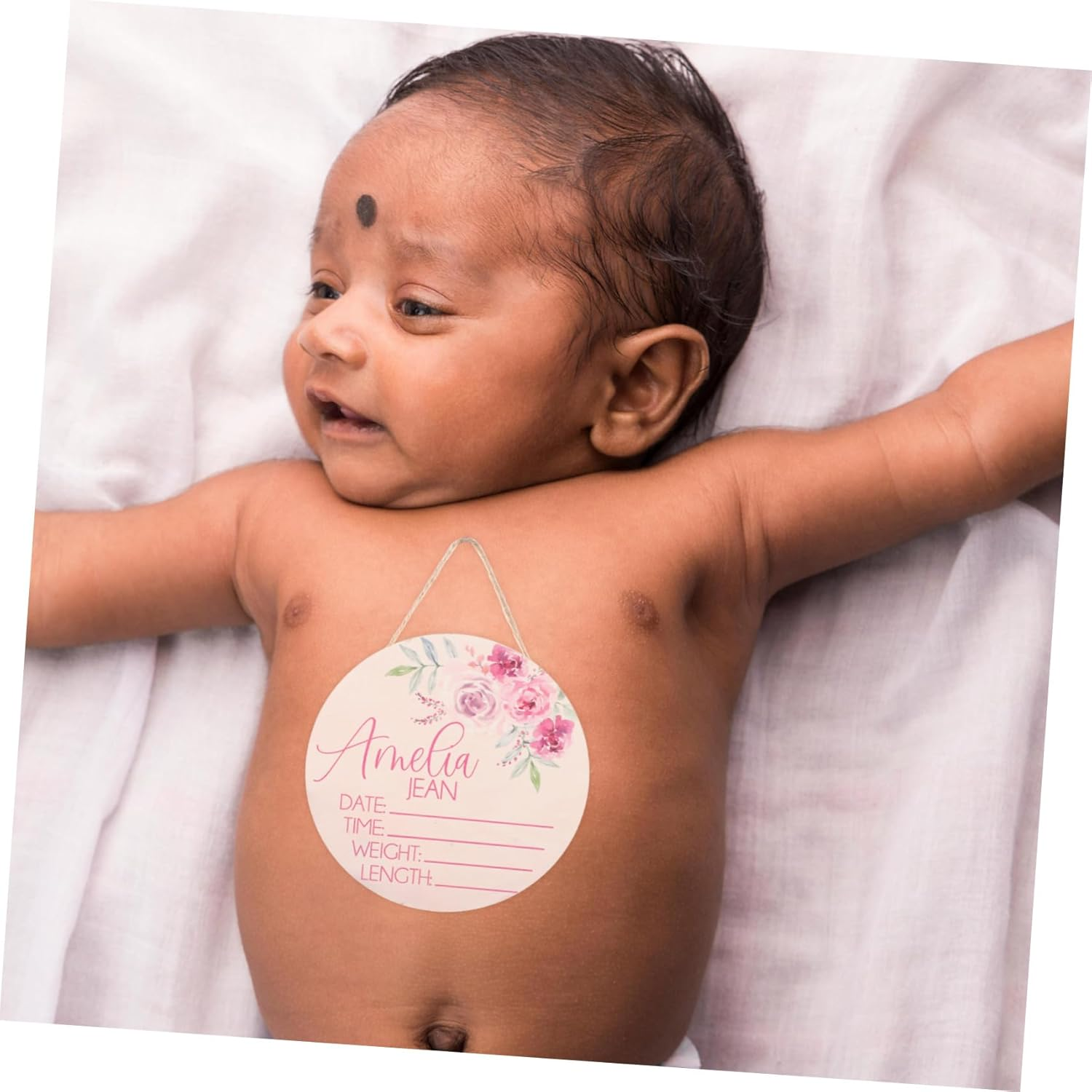 Abaodam 2Pcs Wooden Name Announcement Sign for Newborn Birth Announcement Plaque for Hospital Nursery Decor for Photo Props Record Name Weight Height Birth image number 4