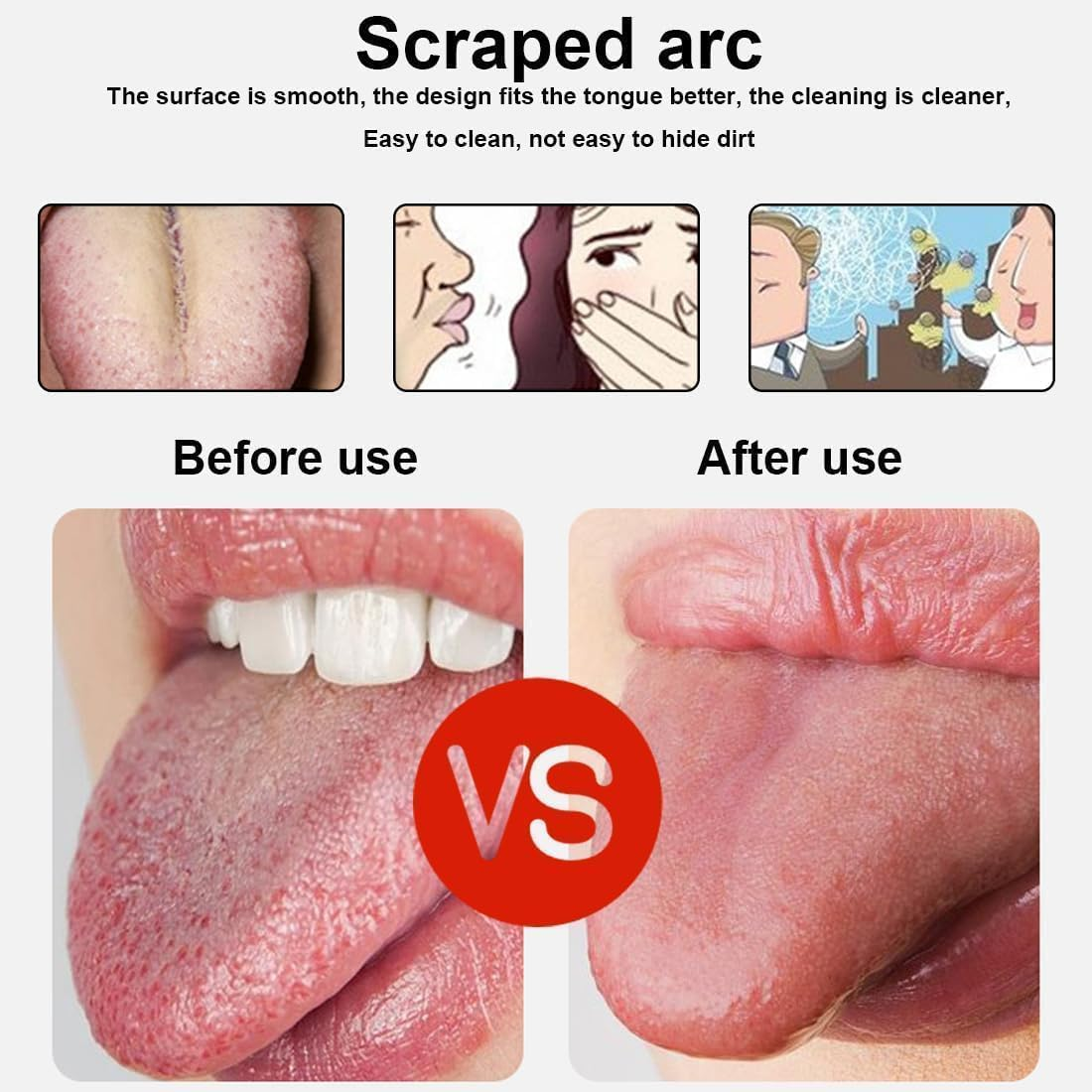 Stainless Steel Metal Tongue Scraper - Tongue Scraper for Adults, Professional Tongue Brush for Oral Care, Improve Bad Breath and Fresh Breath, with Metal Storage Box - 3 Pack image number 4