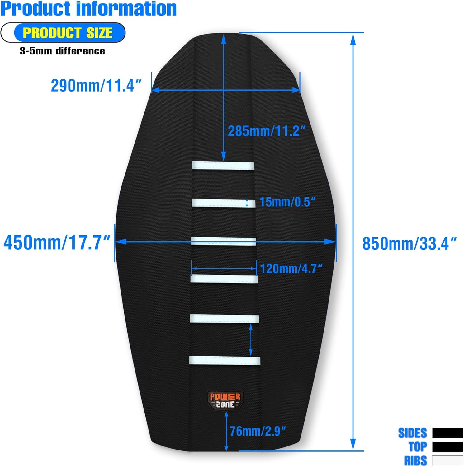 MCHMFG Motorcycle Universal Seat Cover Non-Slip Rubber Striped Gripper Soft Sewing for CRF WR WRF RMZ YZF SXF EXC EXC XC SX CR KLX Dirt Pit Bike Motocross off Road Motorbike (White)
