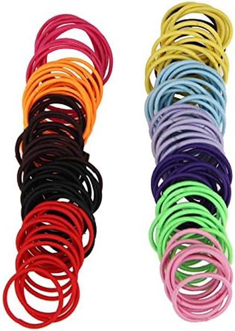 Coobbar 100Pcs Women Elastic Hair Ties Band Ropes Ring Ponytail Holder (Red) - Black,Dark Blue image number 2