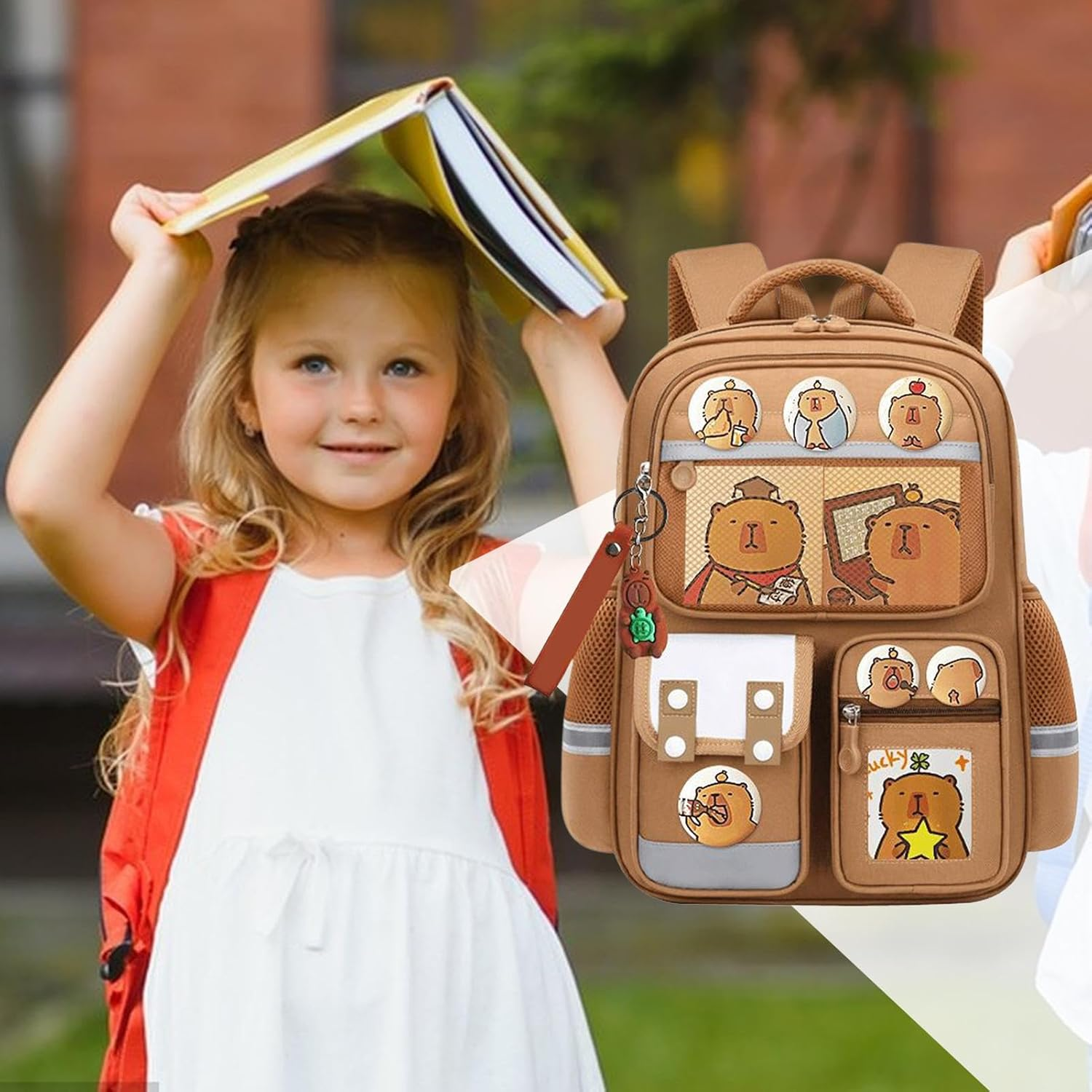Capybara Bookbag - Cute Capybara Backpack - Laptop Travel Bookbag Casual for Girls Teens Students Kids Boys Birthday Party Outdoor Camping image number 3