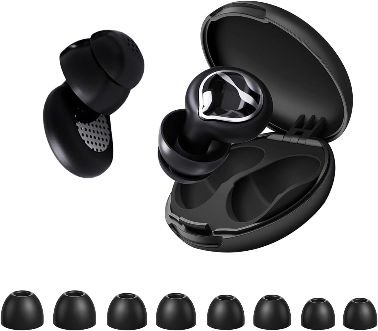 50Db Ear Plugs for Sleep, Noise Cancelling Ear Plugs for Deep Focus, Noise Sensitivity, Reusable Soft Environmentally Friendly Silicone, Ultra-Light, Waterproof & Washable, with 8 Tips (XS-L)