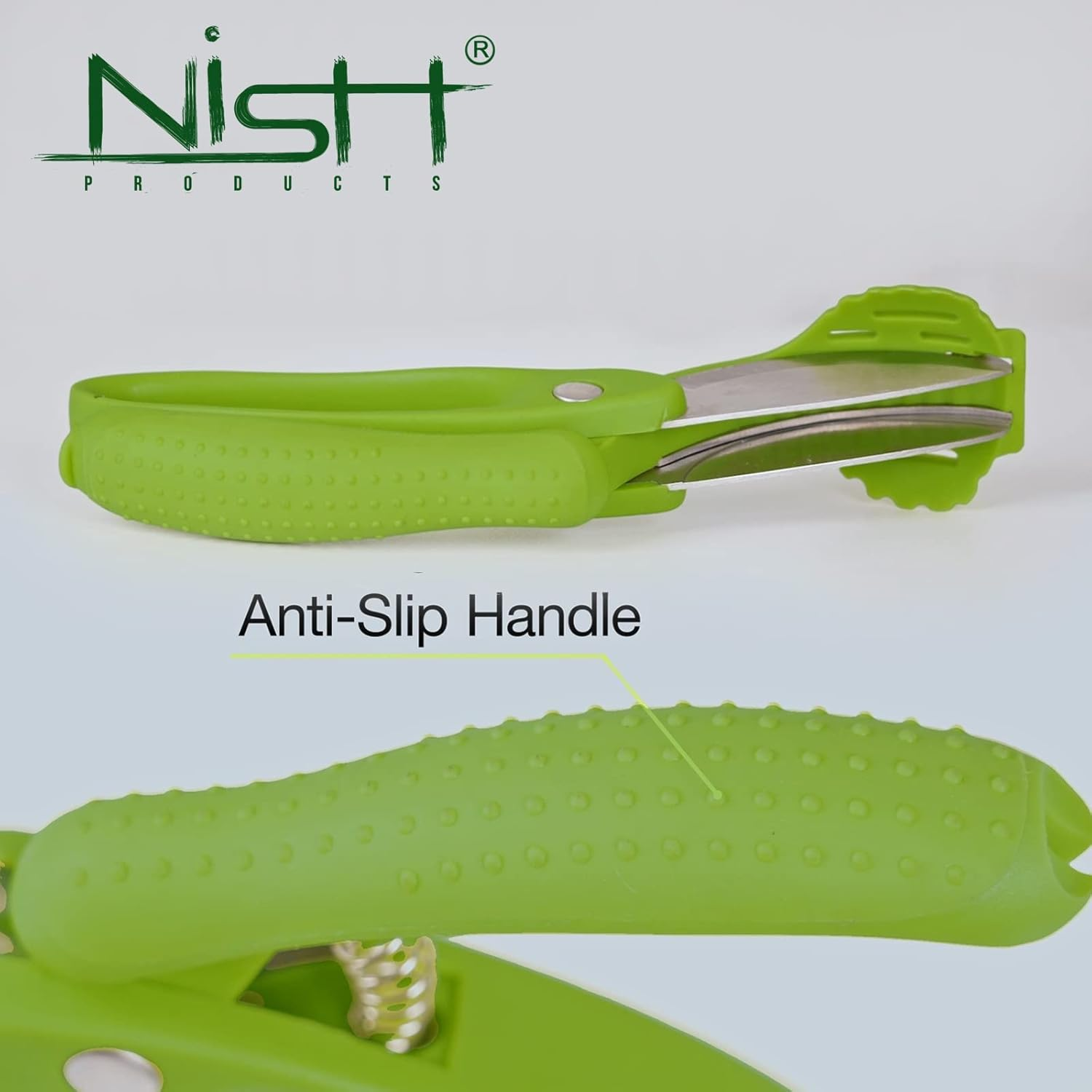 Upgraded Salad Scissor Salad Choppers Tossing and Chopping Heavy Duty Kitchen Salad Scissors Multifunction Double Blade Salad Cutting Tong Scissor Double Blade - Green And Yellow image number 2