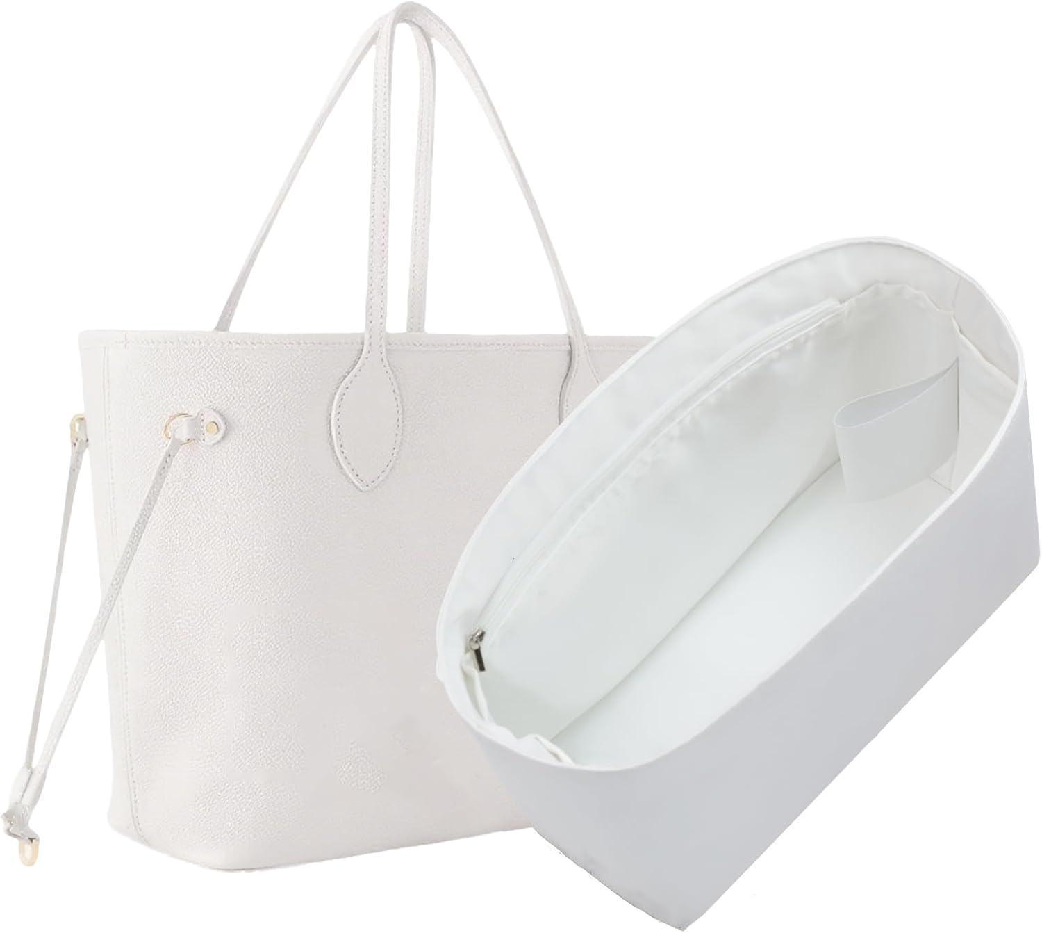 19 Neatthin Tote Bag Organiser Insert, Lightweight Insert Compatible with LV Neverfull MM, Waterproof Dupontpaper Surface and Silky Satin Lining(Chai,Mm)