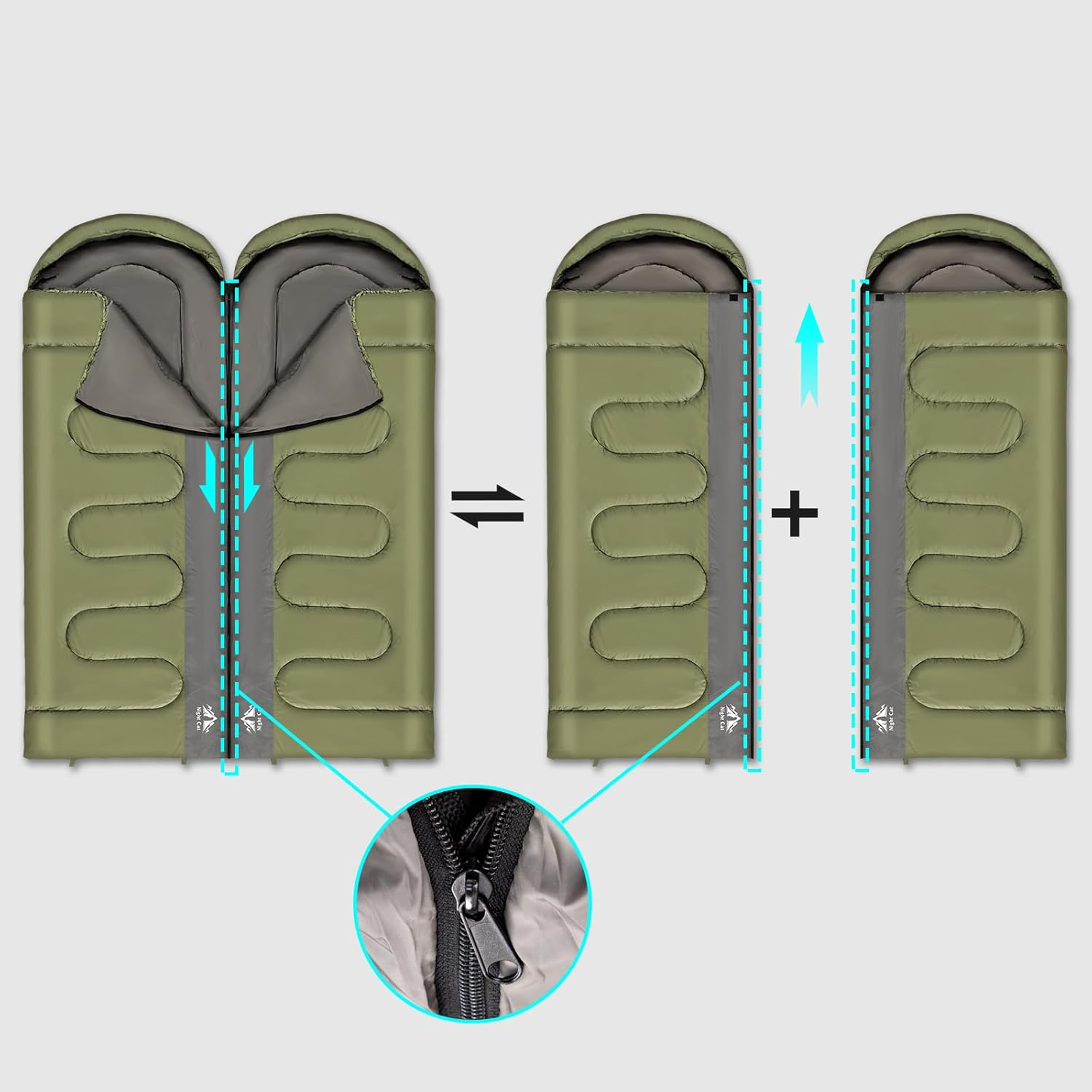 Night Cat Camping Sleeping Bag for Adults Portable Lightweight Backpacking Hiking Traveling Indoor Outdoor Temperature 5-15℃ Switch to a Quilt or Blanket image number 5