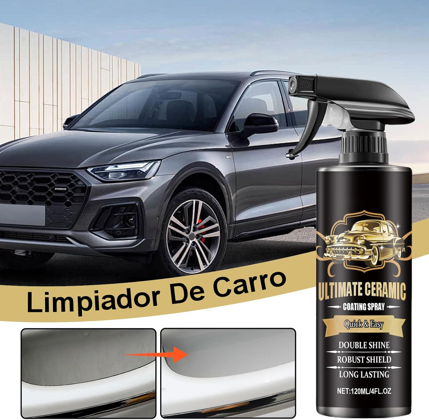Ceramic Coating for Cars | 120Ml Multi-Functional Clear Coat Spray Paint | Automotive Paints & Primers for Truck RV Marine Motorcycle Tire Trim Windshield Interior Detailing image number 4