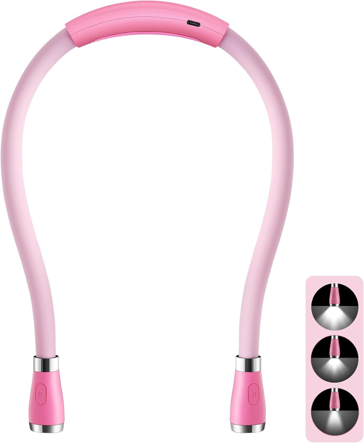 Singhong Neck Book Light LED Reading Lamp - USB Rechargeable, Hands Free, 4 LED Bulbs, 4 Adjustable Brightness, for Bed or Car (Black)