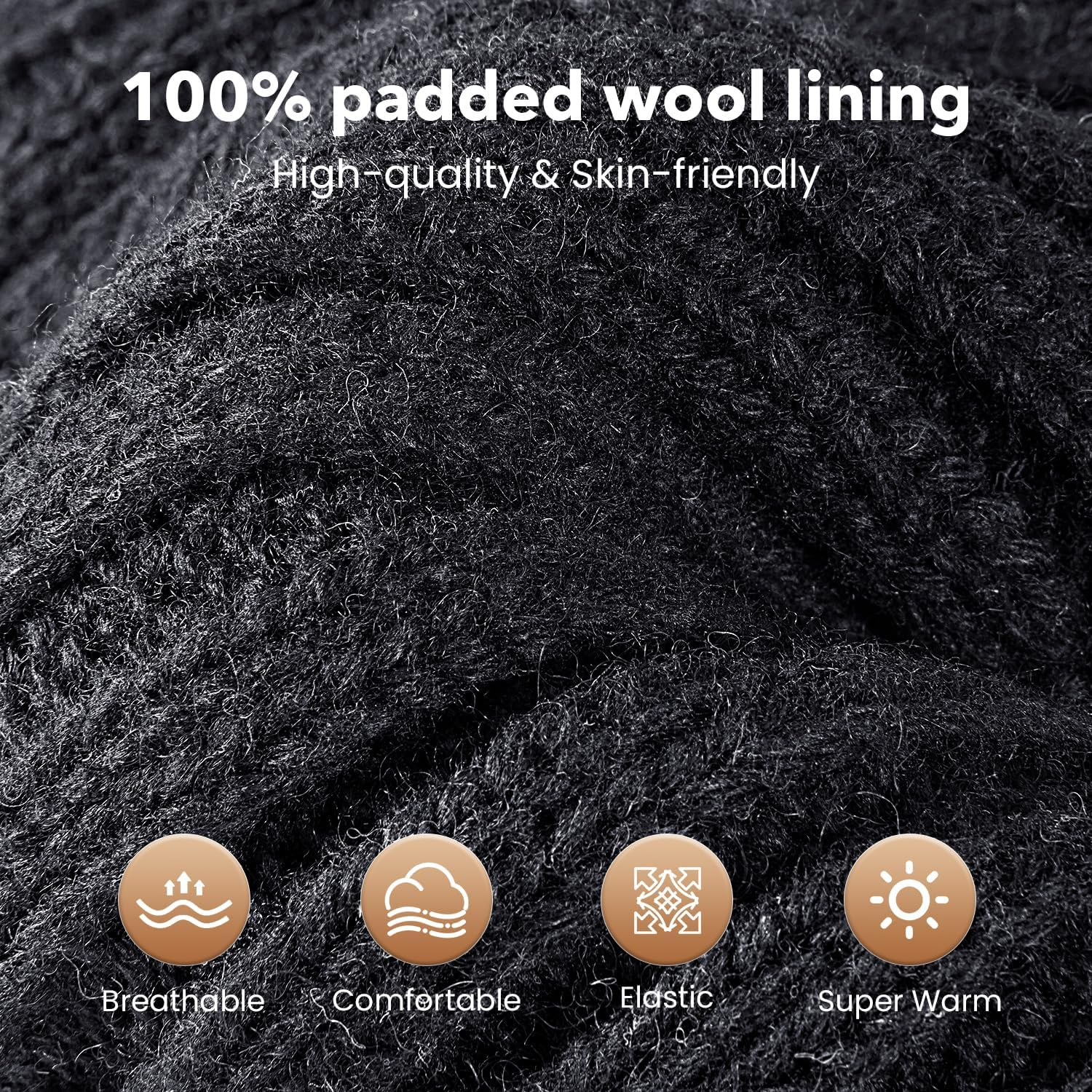 MUTKIS Women'S Winter Headband, Pack of 3, Ear Warmers, Women'S Headband, Wool Knitted Thick with Fleece Lining, Hair Band, Cold Weather Warm Earmuffs (Black + Beige + Dark Grey) image number 3