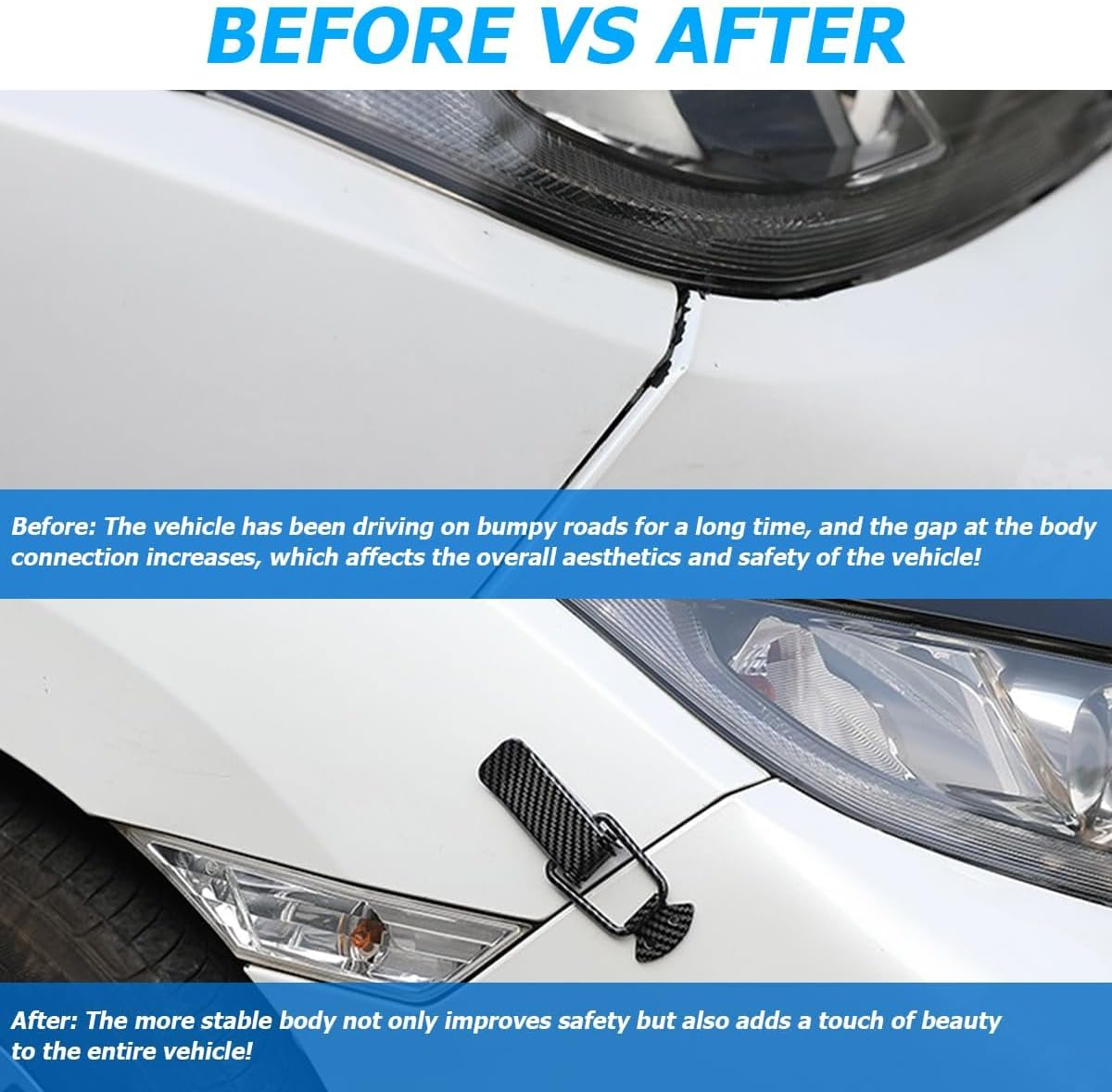 Car Bumper Hook Lock Clips, 2 Pack Universal Toggle Clamp Quick Release Fasteners, Carbon Fiber Security Hook Lock Clips Accessories for Car Truck Bumper, Fender, Trunk, Hatch Lids image number 3