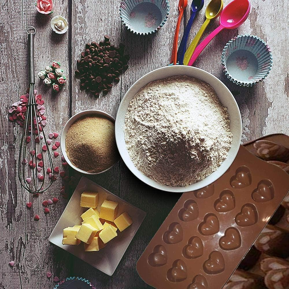 15-Cavity Heart Shape Chocolate Mould, Set of 4 PCS Silicone Valentine Heart Chocolate Gummy and Candy Mold by Onlineforu image number 1