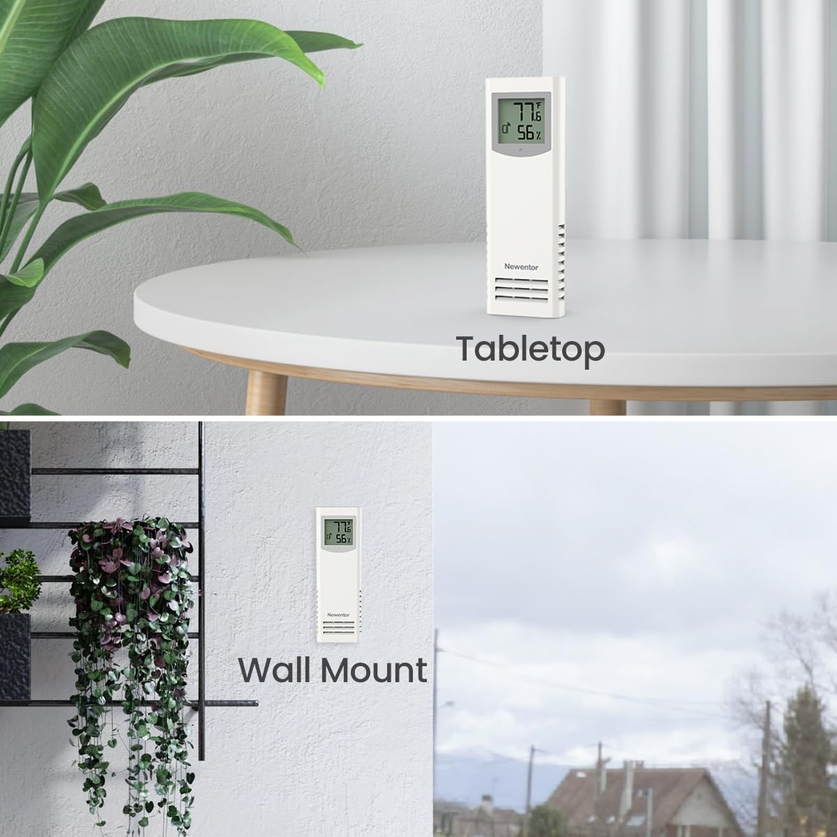 Newentor Indoor Outdoor Remote Sensor Indoor Outdoor Temperature and Humidity for Model Q7 Q8