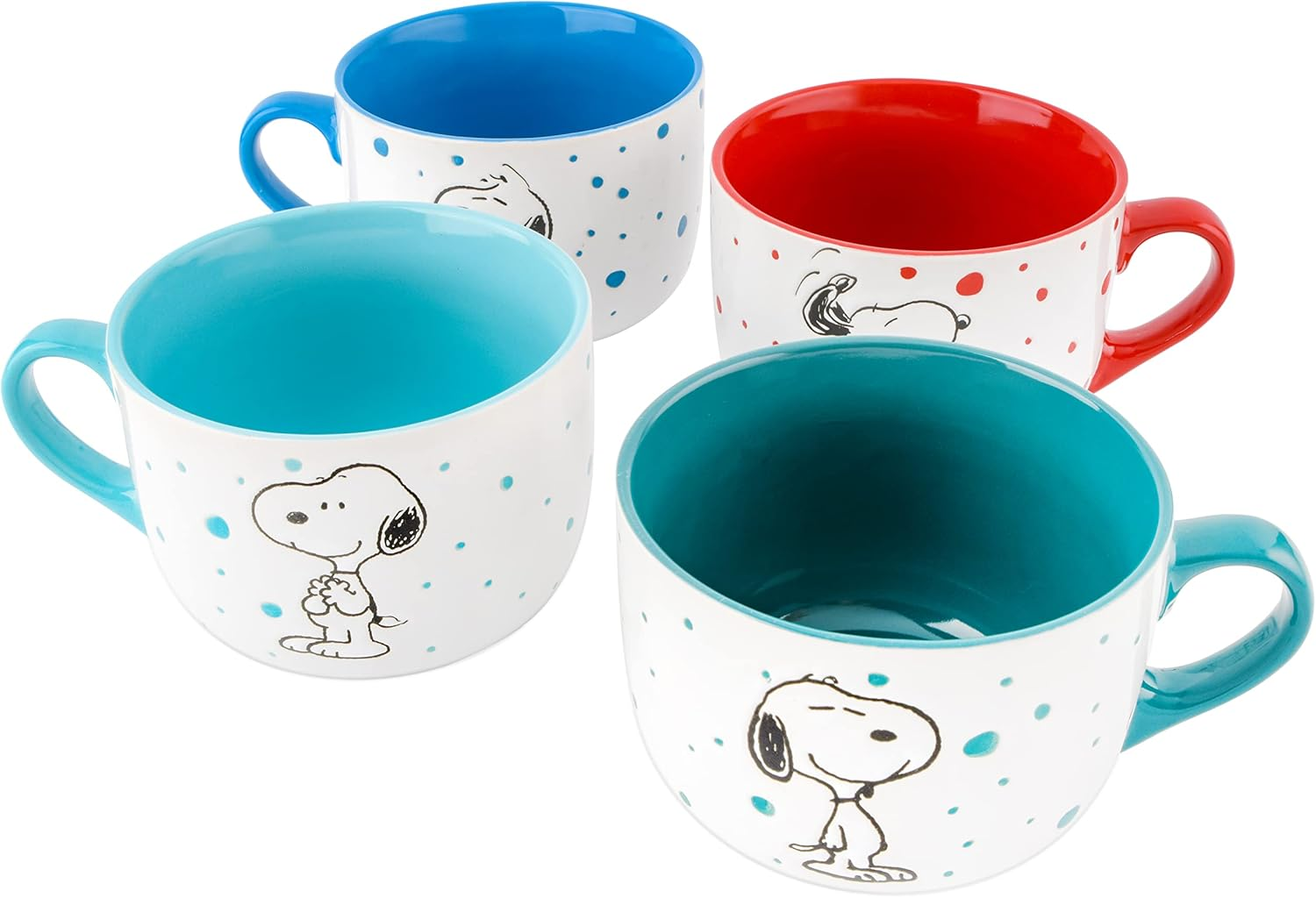 Peanuts Freckled Joy 25Oz. Stoneware Soup Bowls W/Clear Lid, 4-Pack, Assorted Colors image number 5