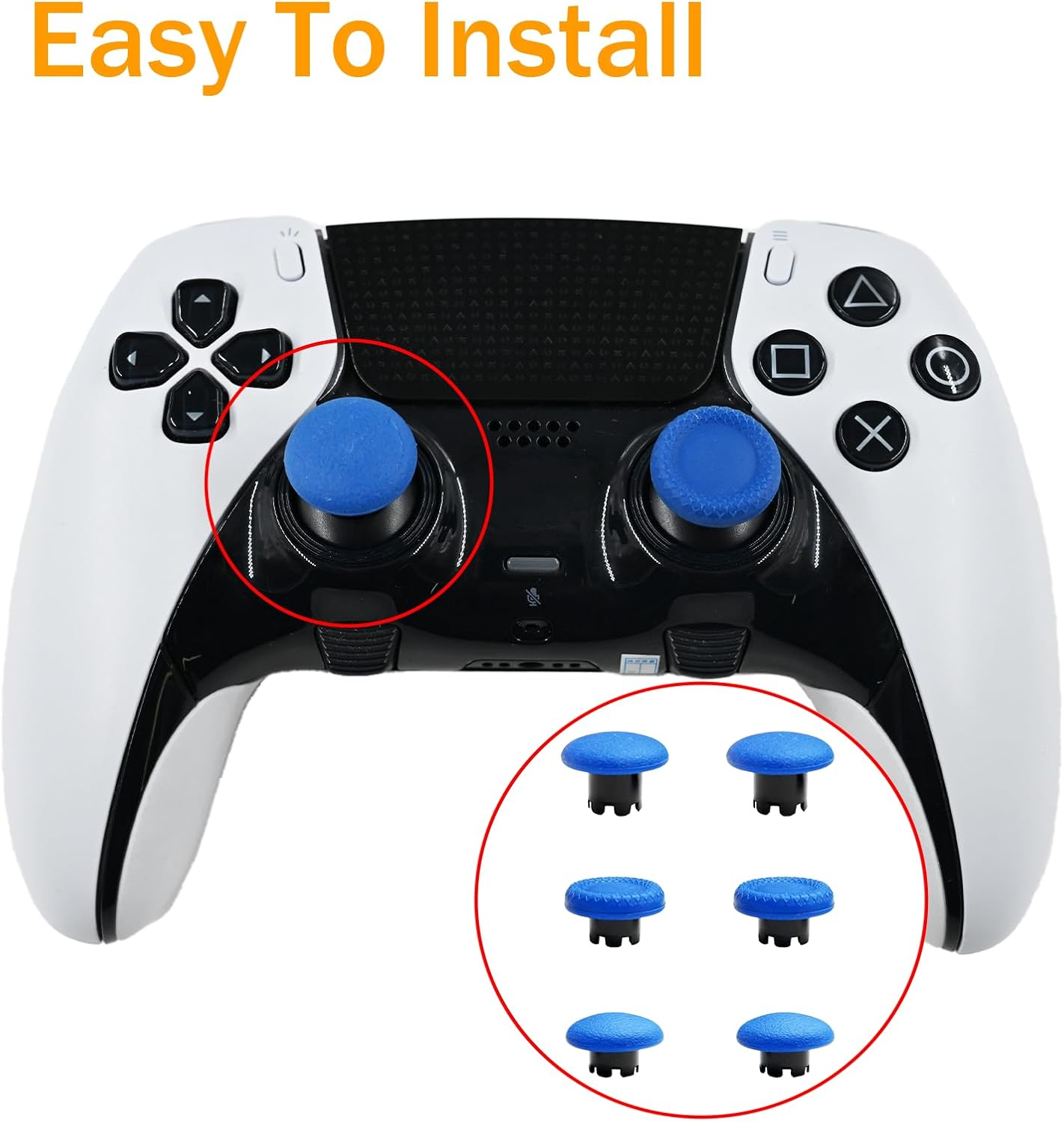 Thumbsticks for PS5 Edge Controller, Thumbsticks Paddles Replacement for PS5 Dualsense Controller, 6 in 1 Accessories Parts for PS5 Dualsense Edge Controller Analog Joystick Repair Kit (Blue) image number 2