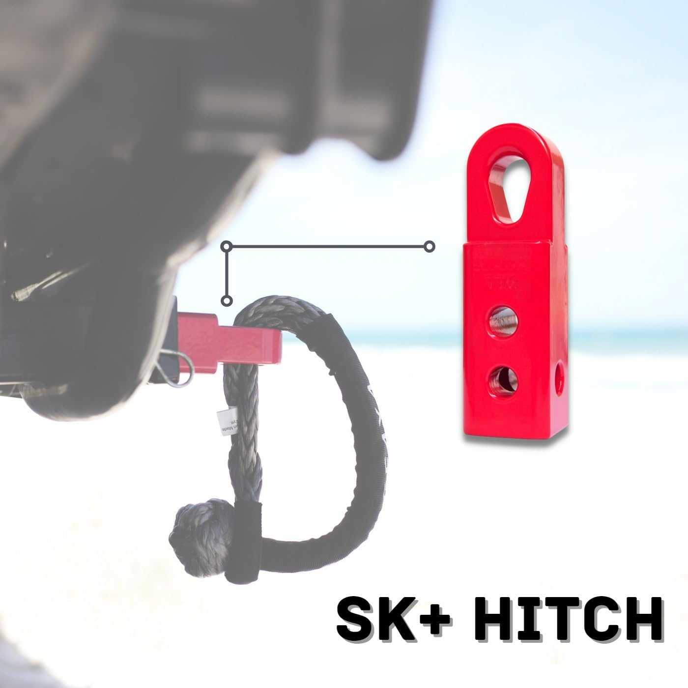 SK+ Soft Shackle Tow Bar Hitch Shackle Receiver RED Block George4X4 Alloy 4X4 Accessories 4WD Recovery image number 5