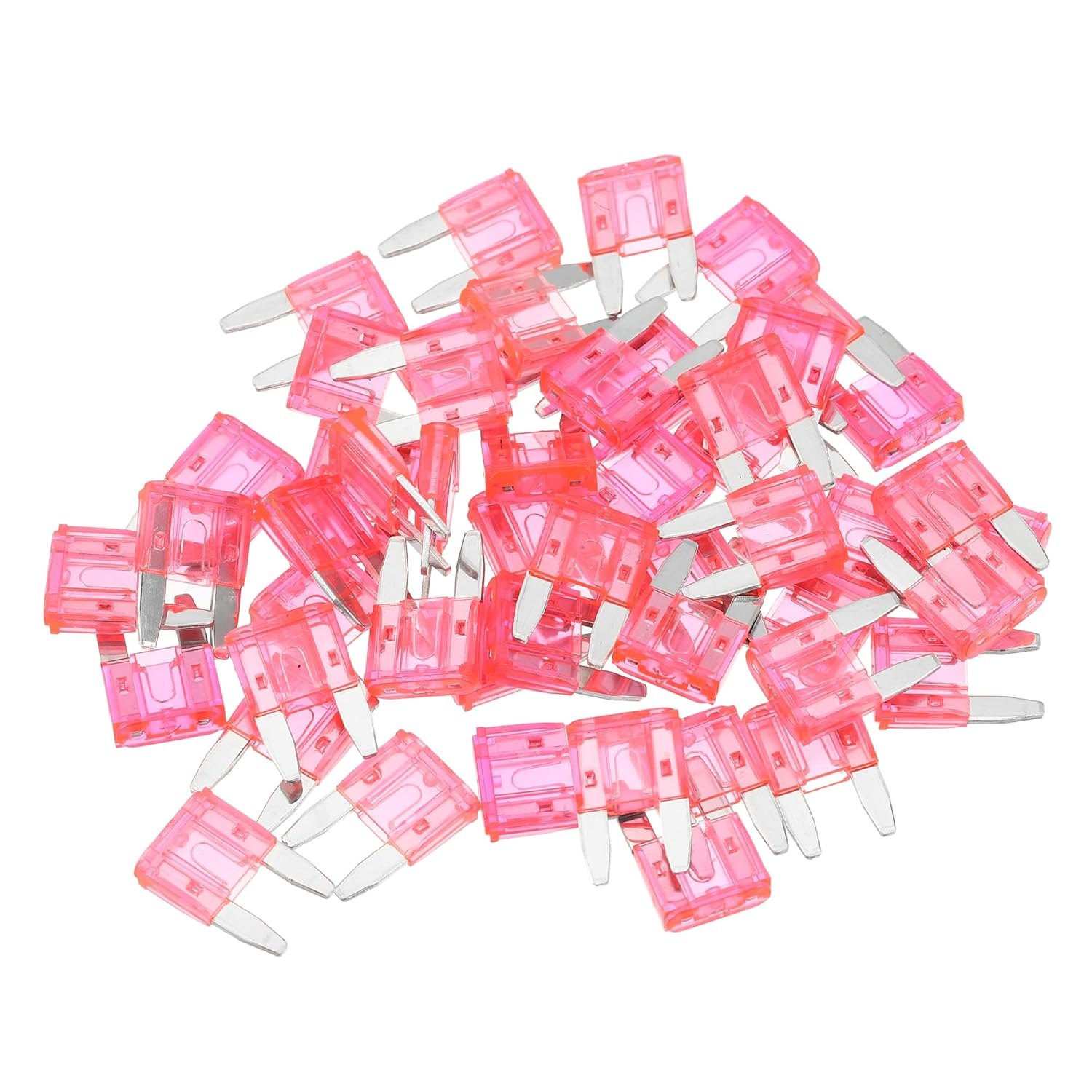 X AUTOHAUX 50 Pcs Mini 4AMP APM/ATM Universal Car Fuse Blade Style Fuses Short Circuit Protection - Automotive Car Boat Truck SUV RV - Plastic Metal Pink image number 1